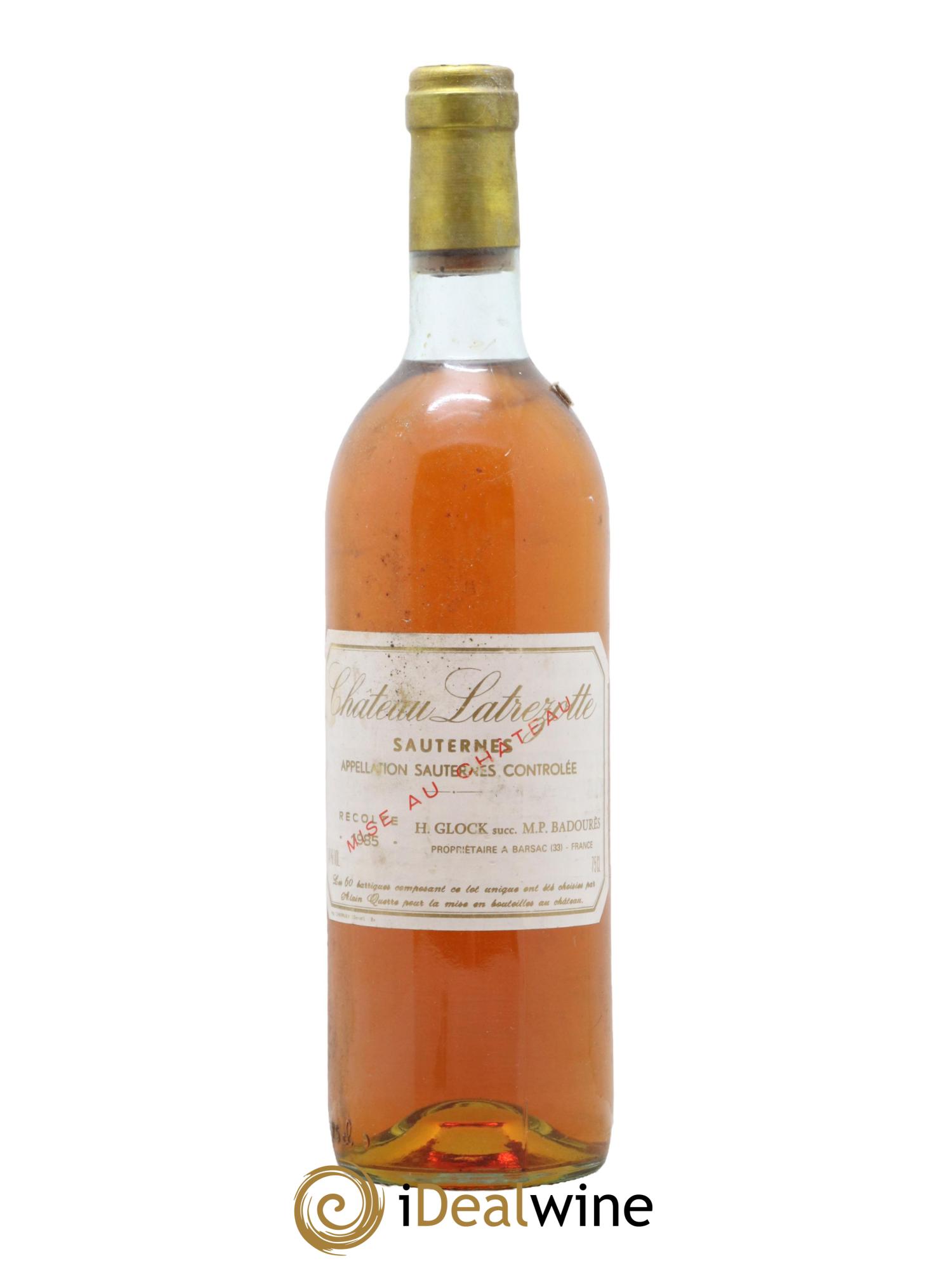 Sauternes Château Latrezotte 1985 - Lot de 1 bouteille - 0