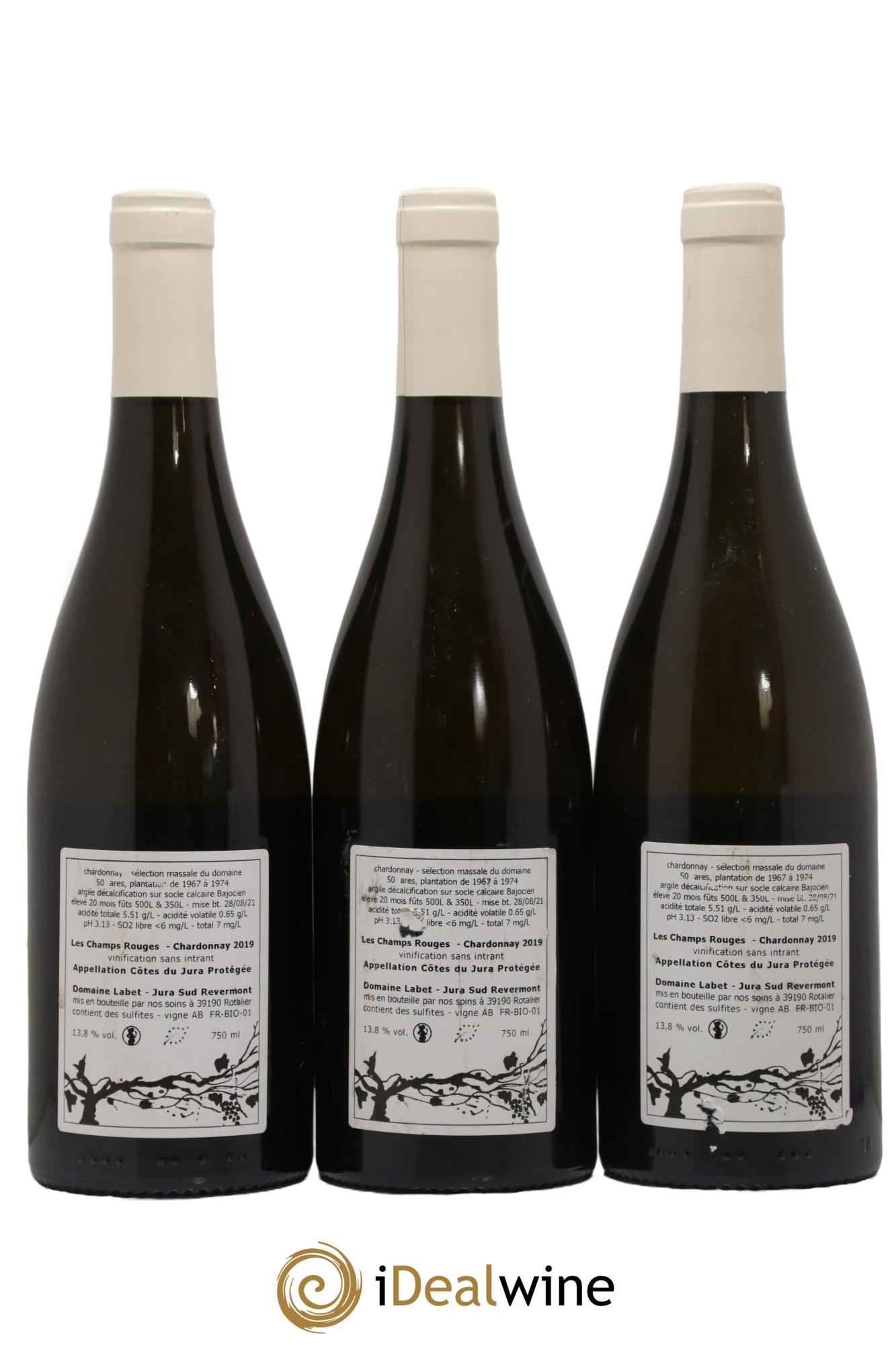 Côtes du Jura Chardonnay Les Champs Rouges Romain - Julien  - Charline Labet 2019 - Lot de 3 bouteilles - 1