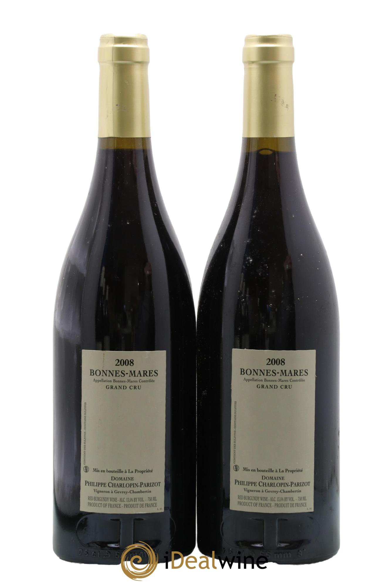 Bonnes-Mares Grand Cru Charlopin-Parizot 2008 - Lot of 2 bottles - 1