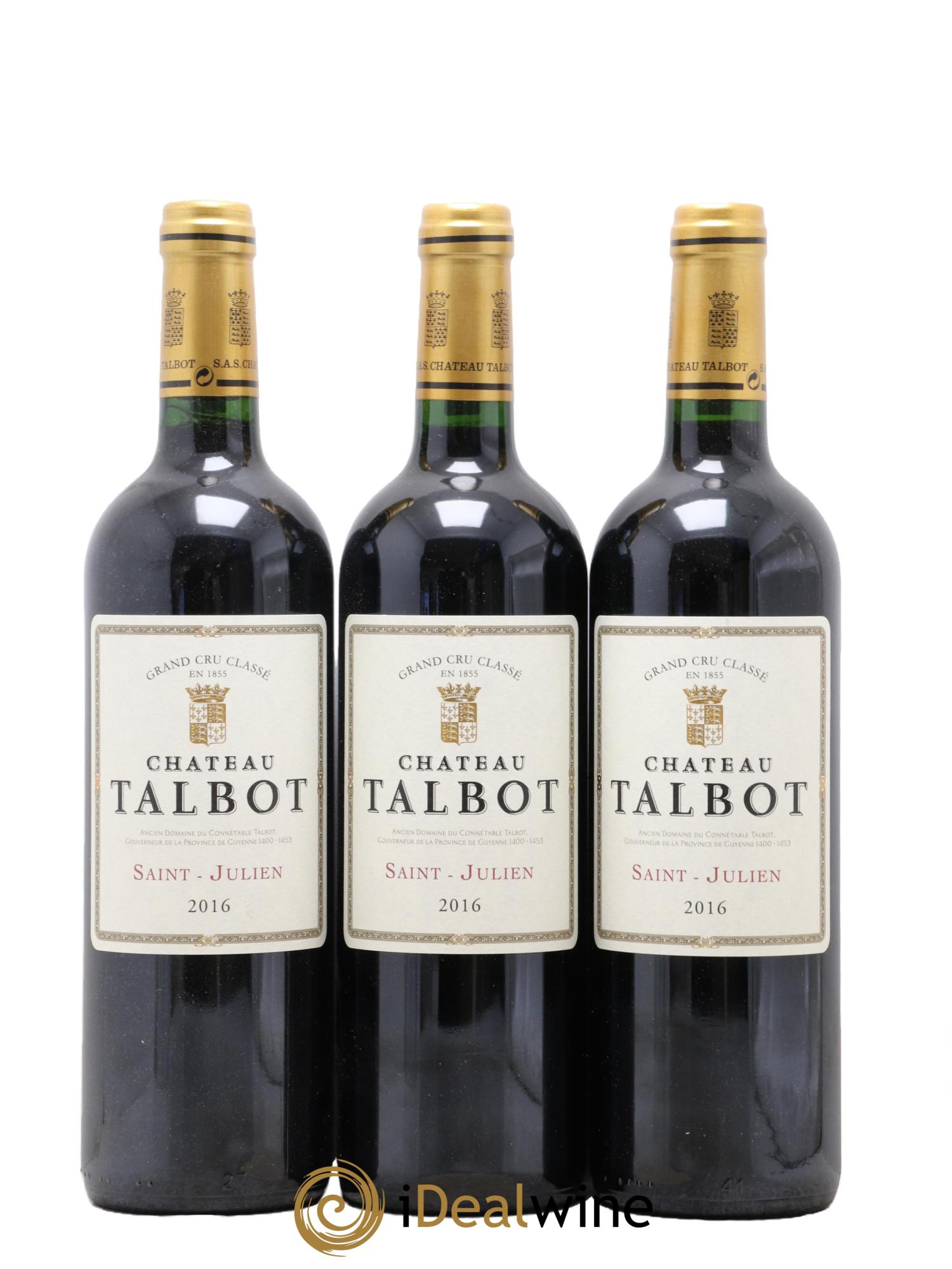 Château Talbot 4ème Grand Cru Classé 2016 - Posten von 3 Flaschen - 0