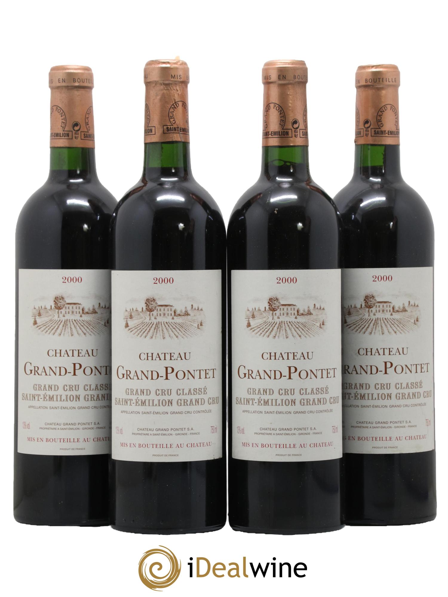 Château Grand Pontet Grand Cru Classé 2000 - Lot de 4 bouteilles - 0