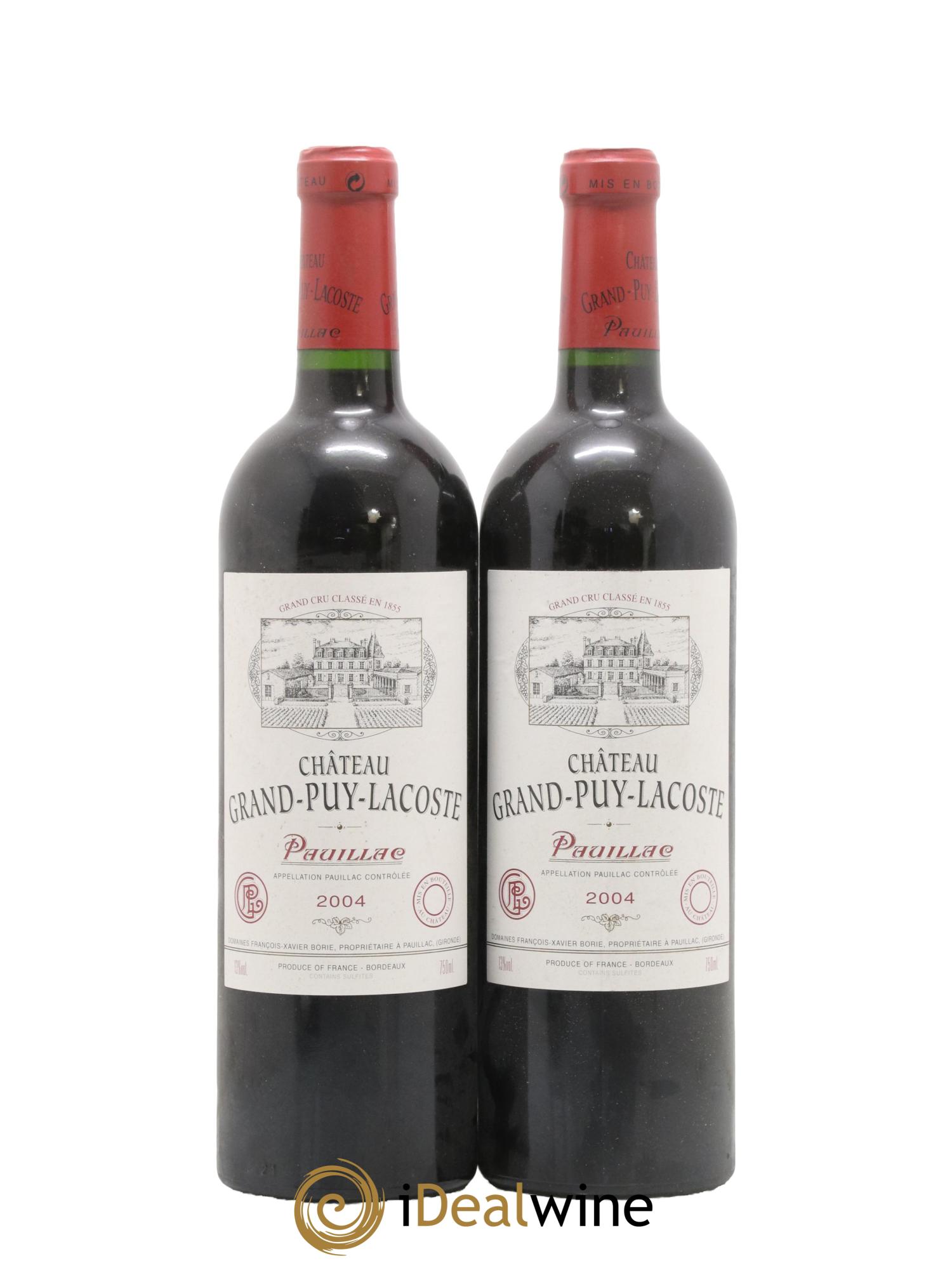 Château Grand Puy Lacoste 5ème Grand Cru Classé 2004 - Lotto di 2 bottiglie - 0