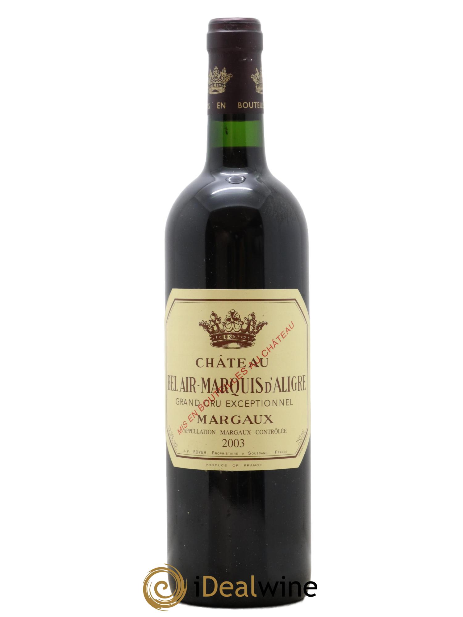 Château Bel Air Marquis d'Aligre 2003 - Lot de 1 bouteille - 0