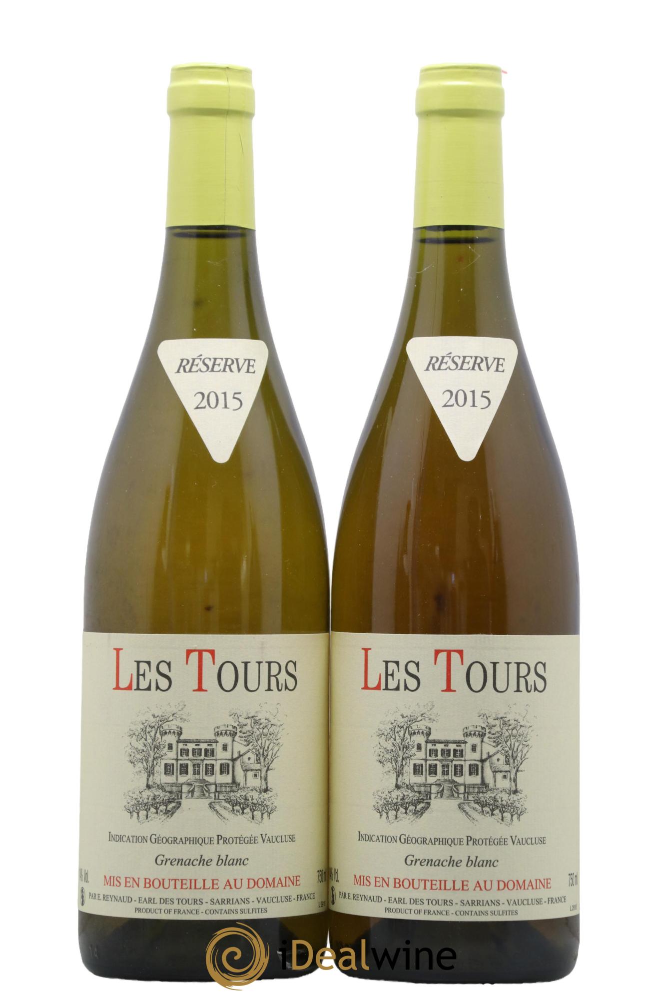 IGP Vaucluse (Vin de Pays de Vaucluse) Les Tours Grenache Blanc Emmanuel Reynaud 2015 - Lot de 2 bouteilles - 0