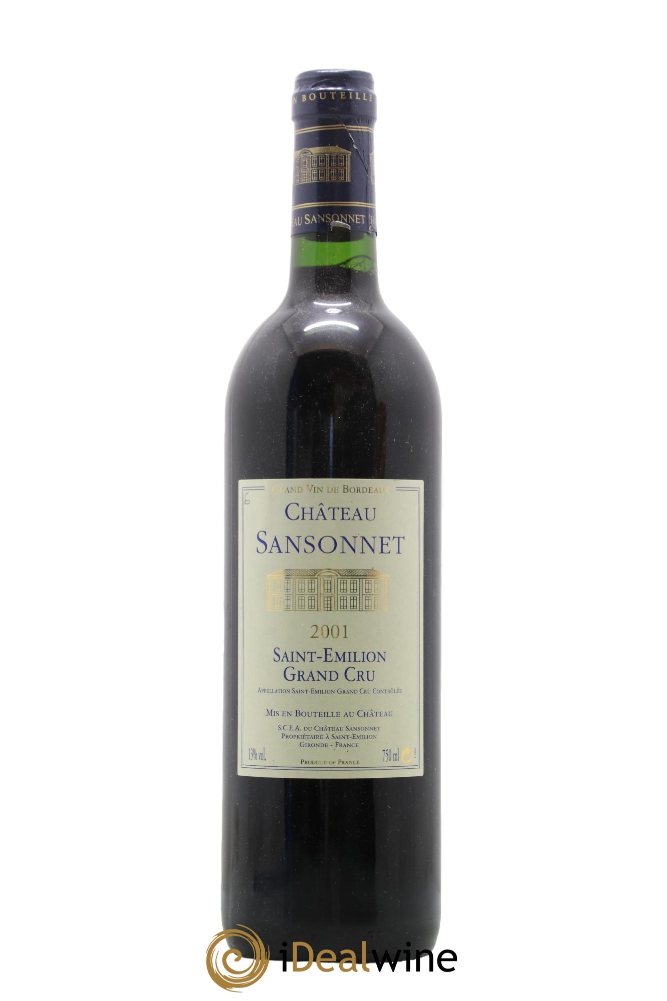 Château Sansonnet Grand Cru Classé 2001 - Lot de 1 bouteille - 0