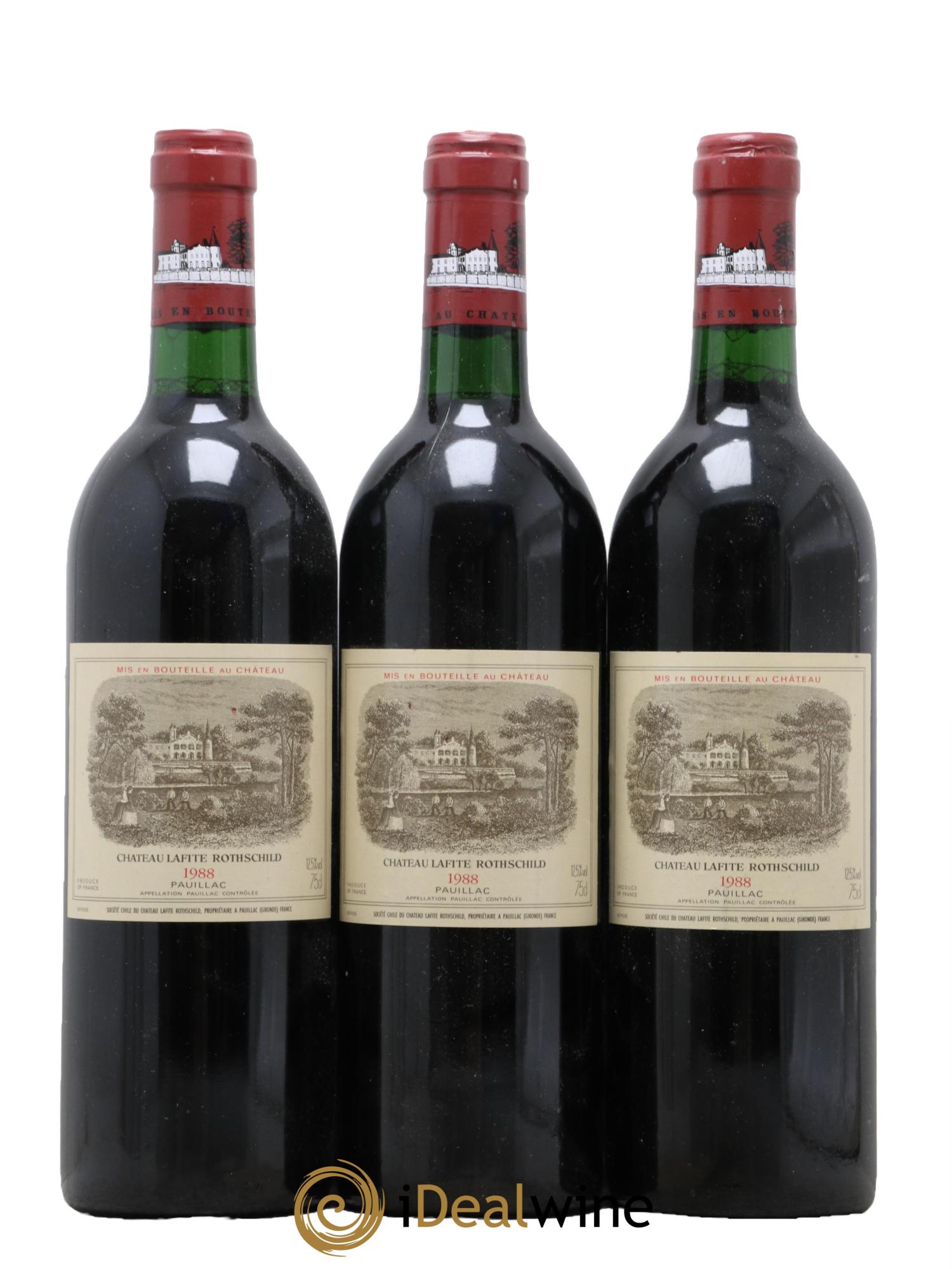 Château Lafite Rothschild 1er Grand Cru Classé 1988 - Lotto di 3 bottiglie - 0