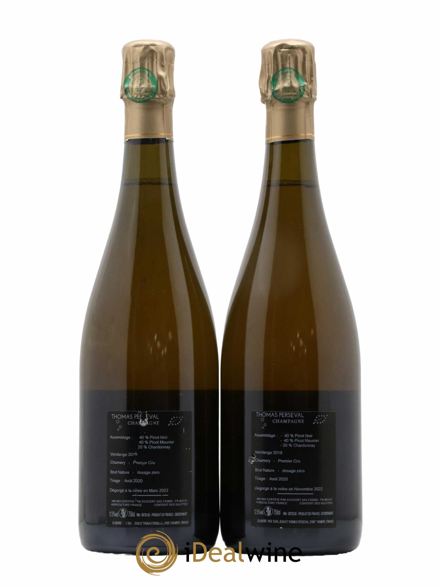 Champagne Thomas Perseval Art'Terre Brut Nature 2019 - Lot of 2 bottles - 1