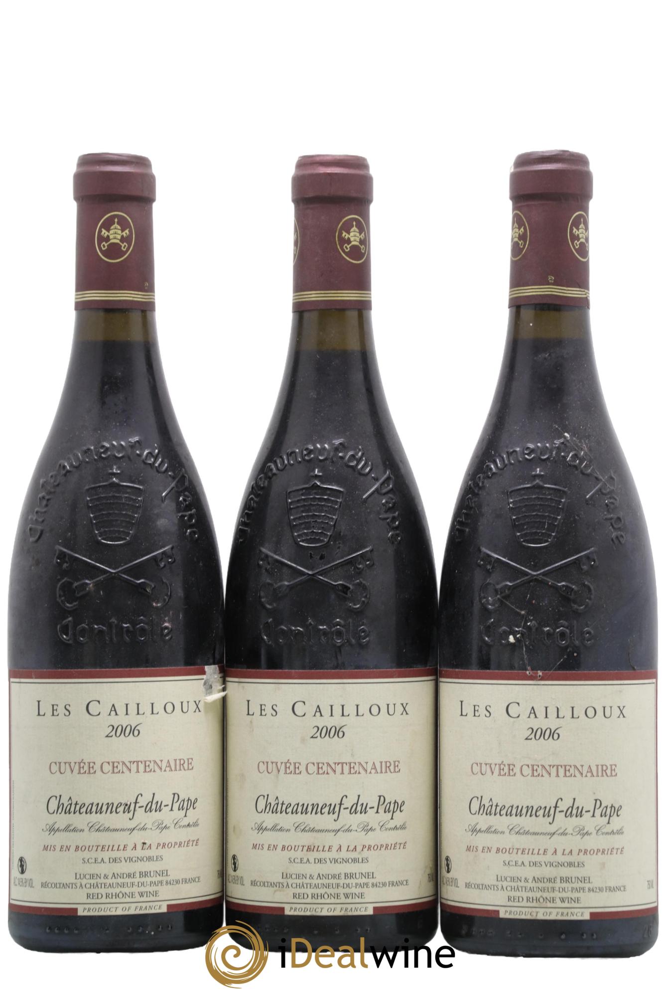 Châteauneuf-du-Pape Les Cailloux Cuvée Centenaire André Brunel 2006 - Posten von 3 Flaschen - 0