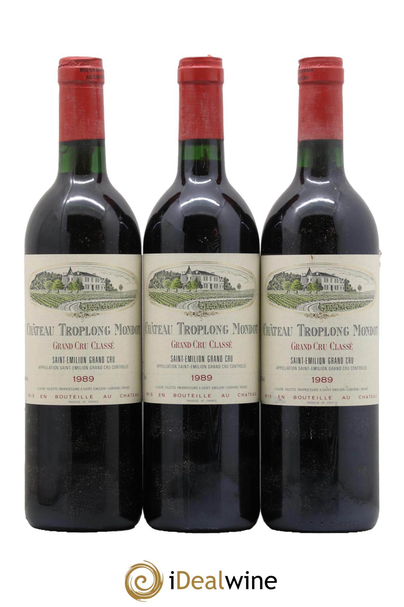 Château Troplong Mondot 1er Grand Cru Classé B 1989 - Lotto di 3 bottiglie - 0