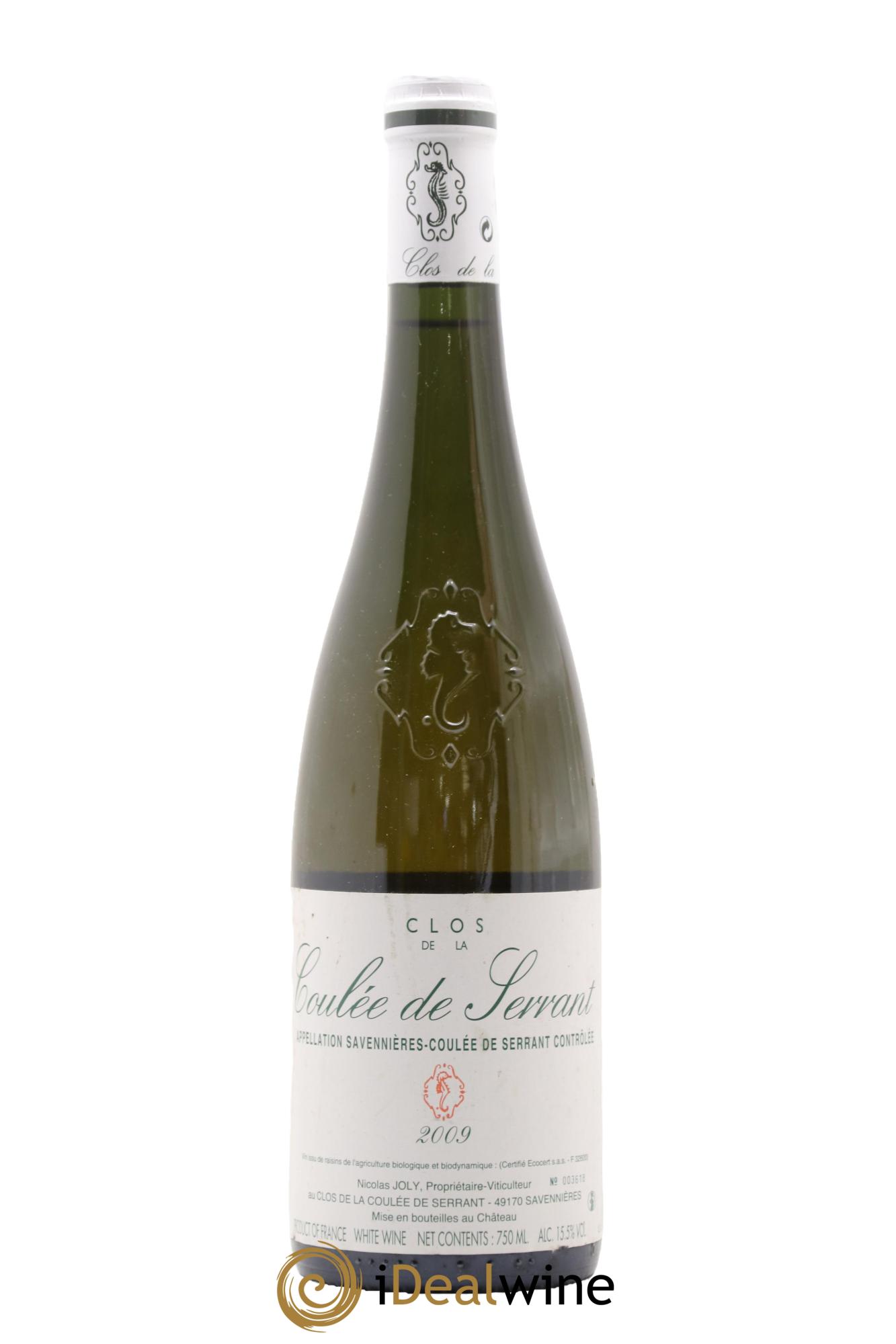 Savennières Clos de la Coulée de Serrant Vignobles de la Coulée de Serrant - Nicolas Joly 2009 - Posten von 1 Flasche - 0