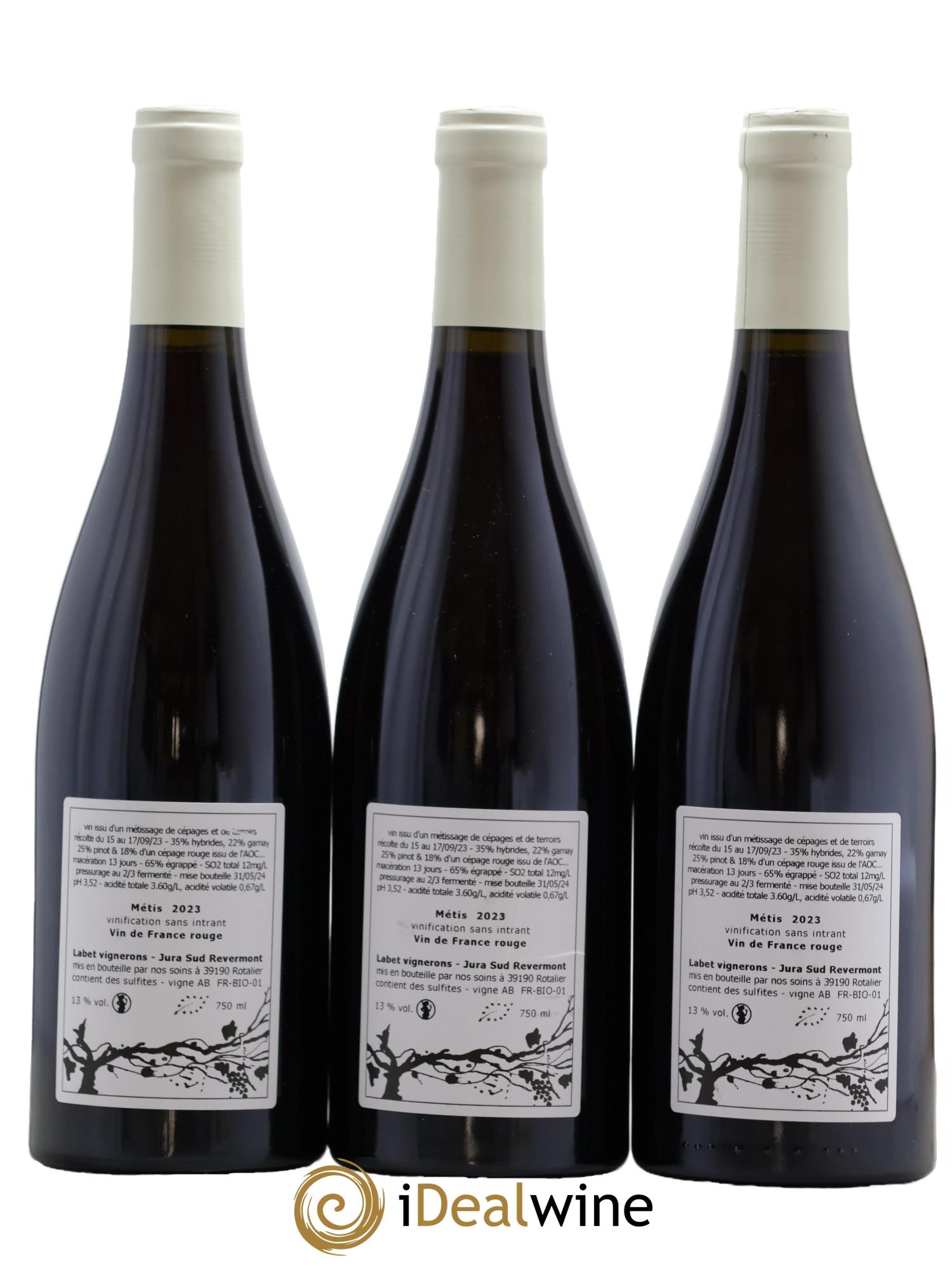 Vin de France Métis Romain - Julien  - Charline Labet 2023 - Lot de 3 bouteilles - 1