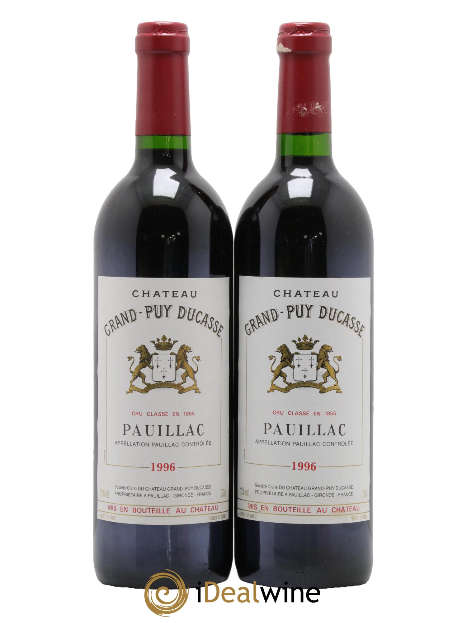 Château Grand Puy Ducasse 5ème Grand Cru Classé 1996 - Lot de 2 bouteilles - 0