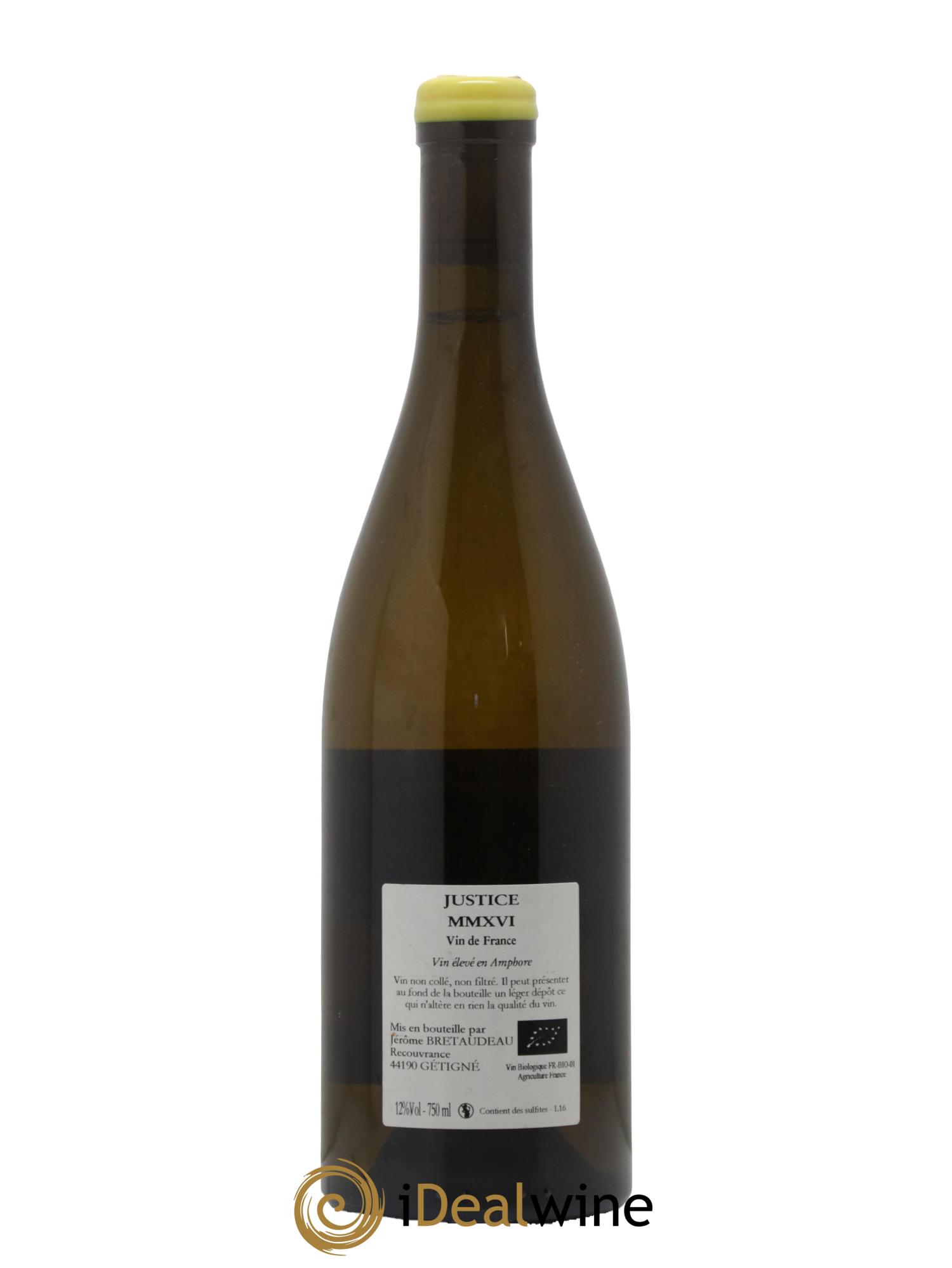 Vin de France La Justice Jérôme Bretaudeau - Domaine de Bellevue 2016 - Posten von 1 Flasche - 1