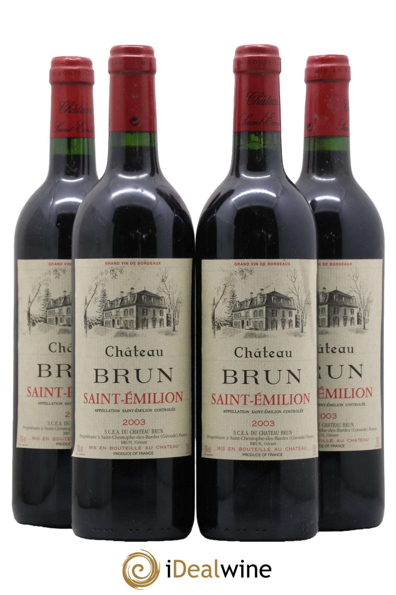 Saint-Émilion Chateau Brun 2003 - Lot de 4 bouteilles - 0