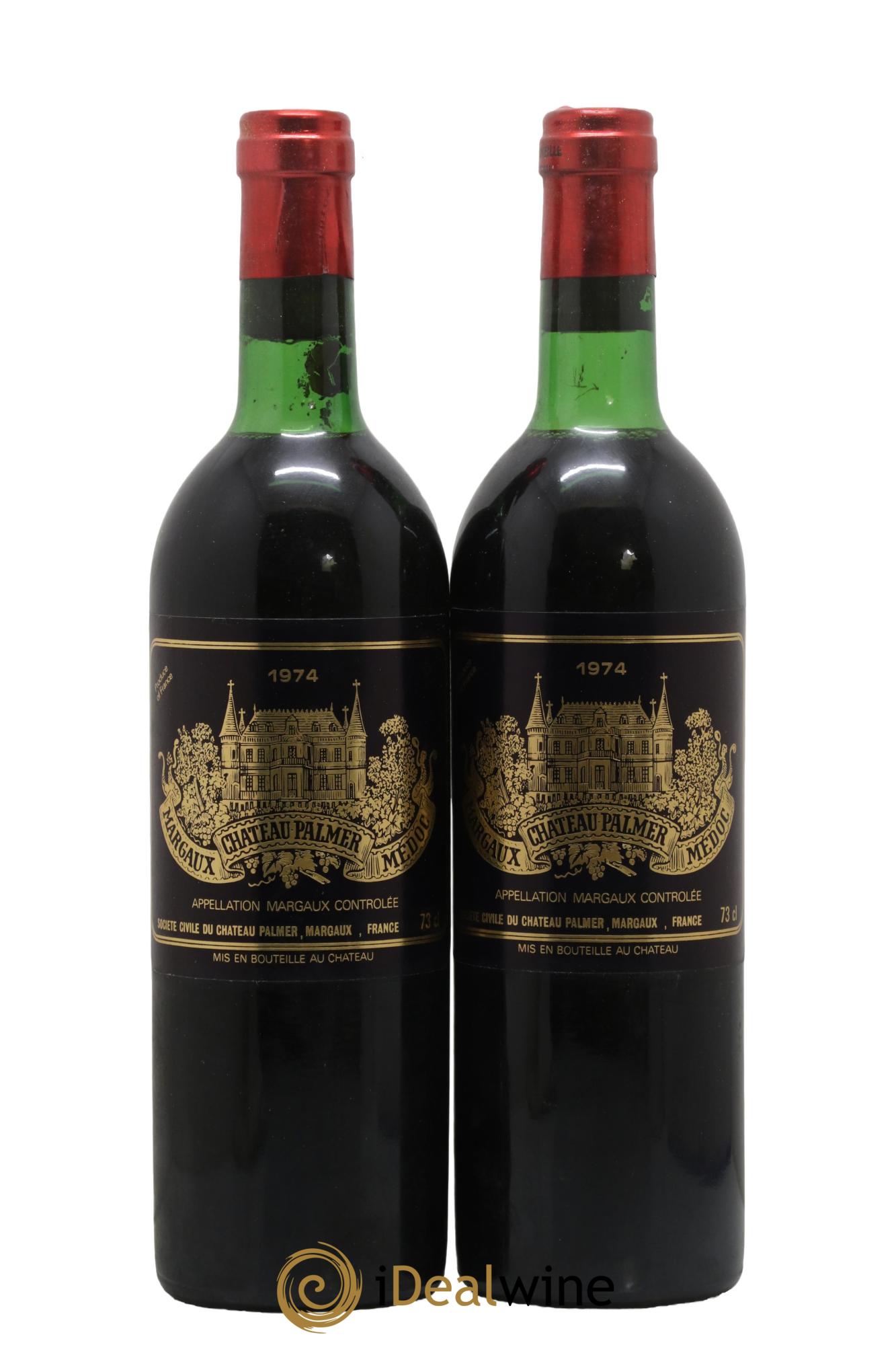 Château Palmer 3ème Grand Cru Classé  1974 - Lot de 2 bouteilles - 0