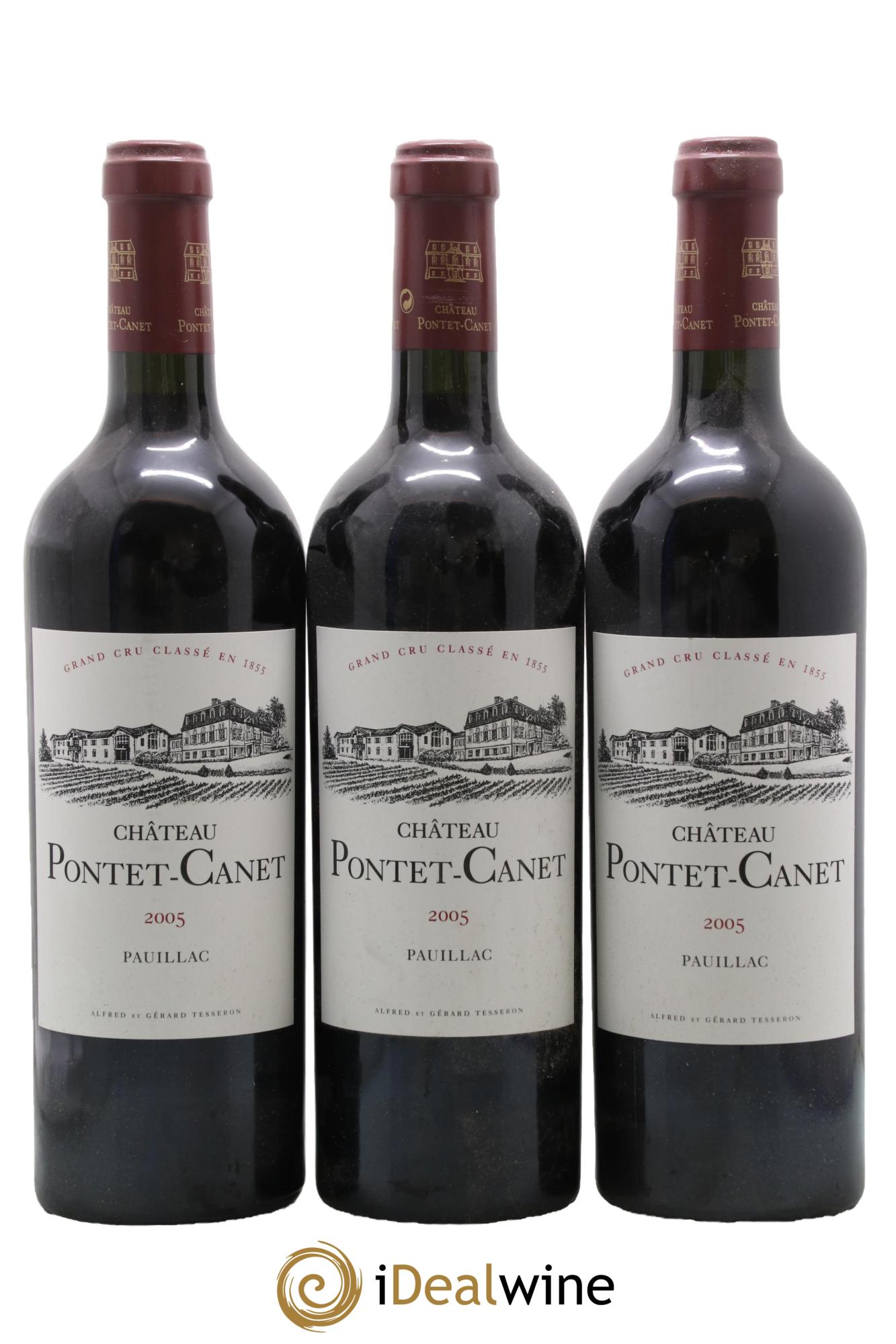 Château Pontet Canet 5ème Grand Cru Classé 2005 - Lot de 3 bouteilles - 0