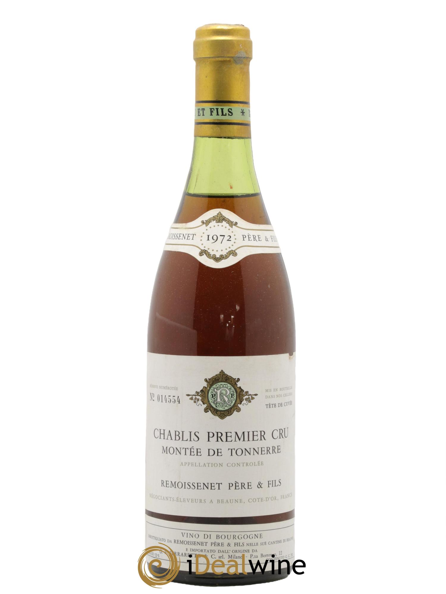 Chablis 1er Cru Montee de Tonnerre Remoissenet Pere et Fils 1972 - Lotto di 1 bottiglia - 0