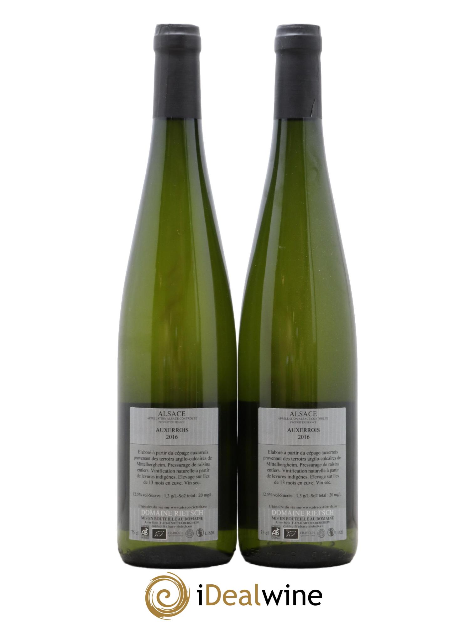 Alsace Entre Chien et Loup Rietsch Pinot Auxerrois 2016 - Posten von 2 Flaschen - 1