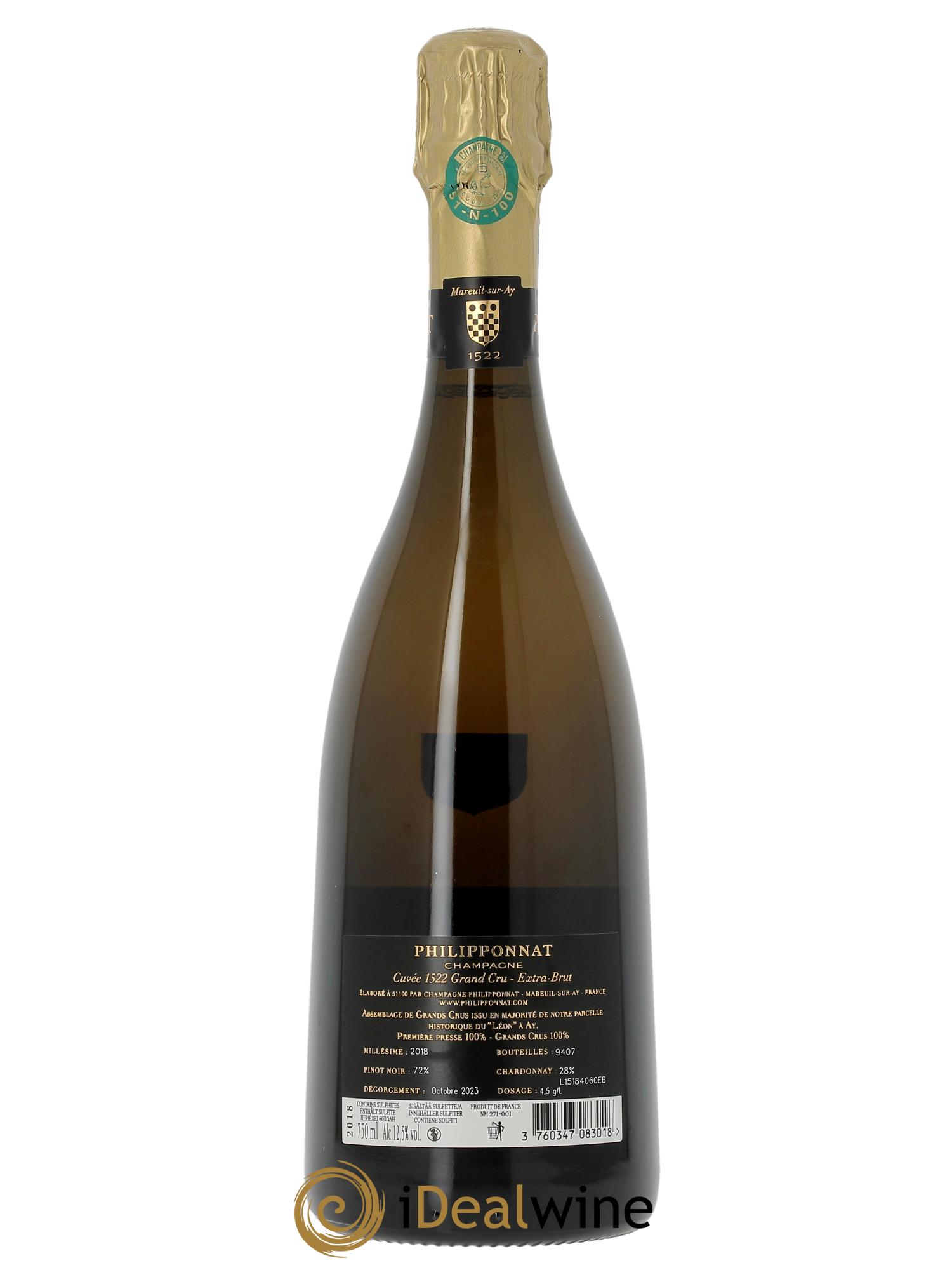 Cuvée 1522 Extra Brut Grand Cru Philipponnat 2018 - Lot de 1 bouteille - 1