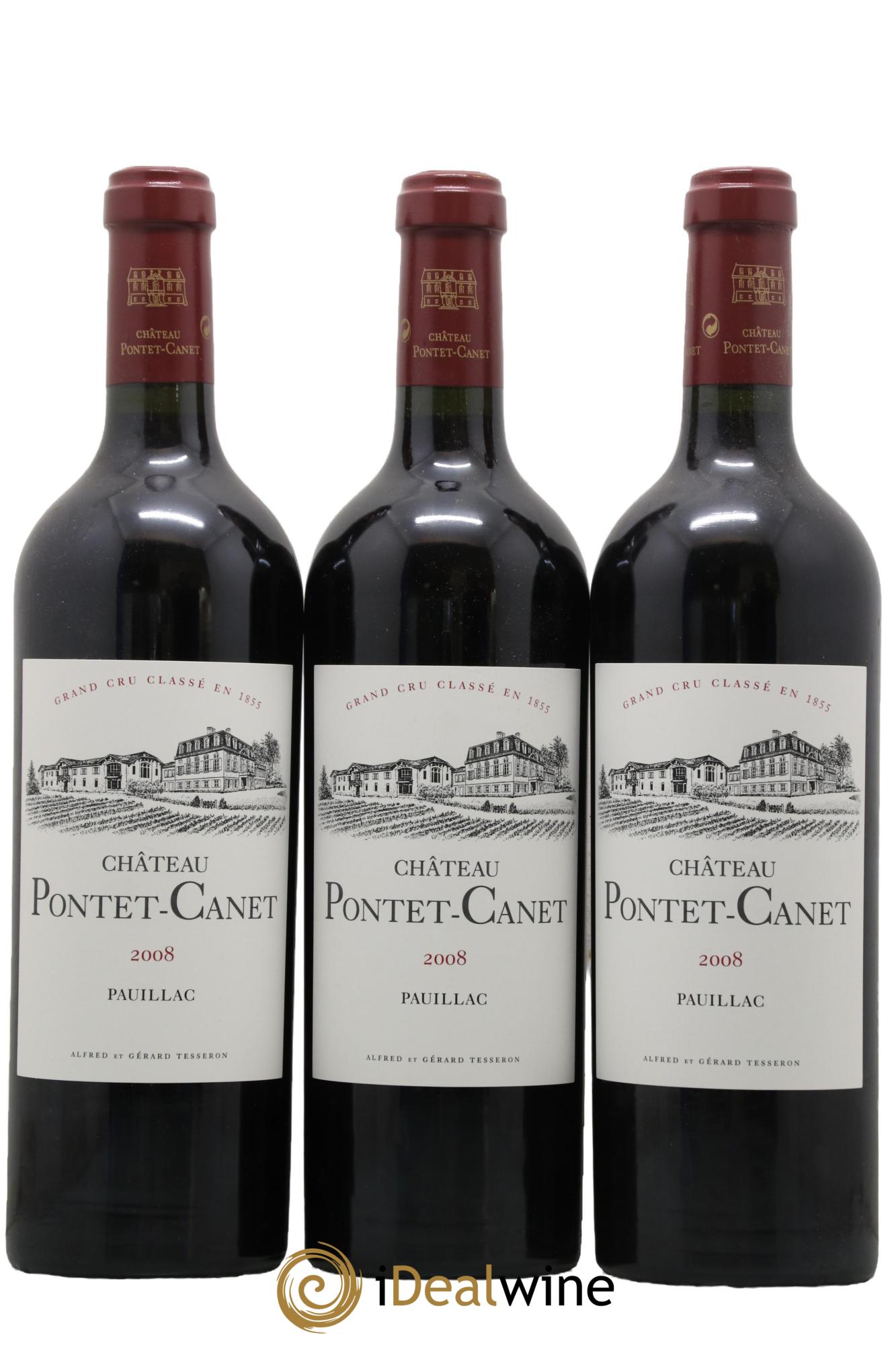 Château Pontet Canet 5ème Grand Cru Classé 2008 - Lotto di 3 bottiglie - 0