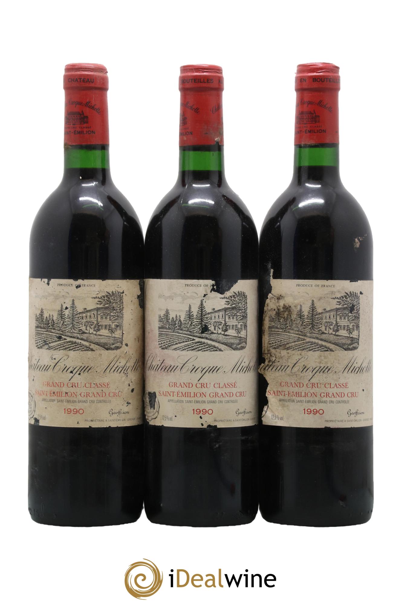 Château Croque Michotte 1990 - Lot of 3 bottles - 0