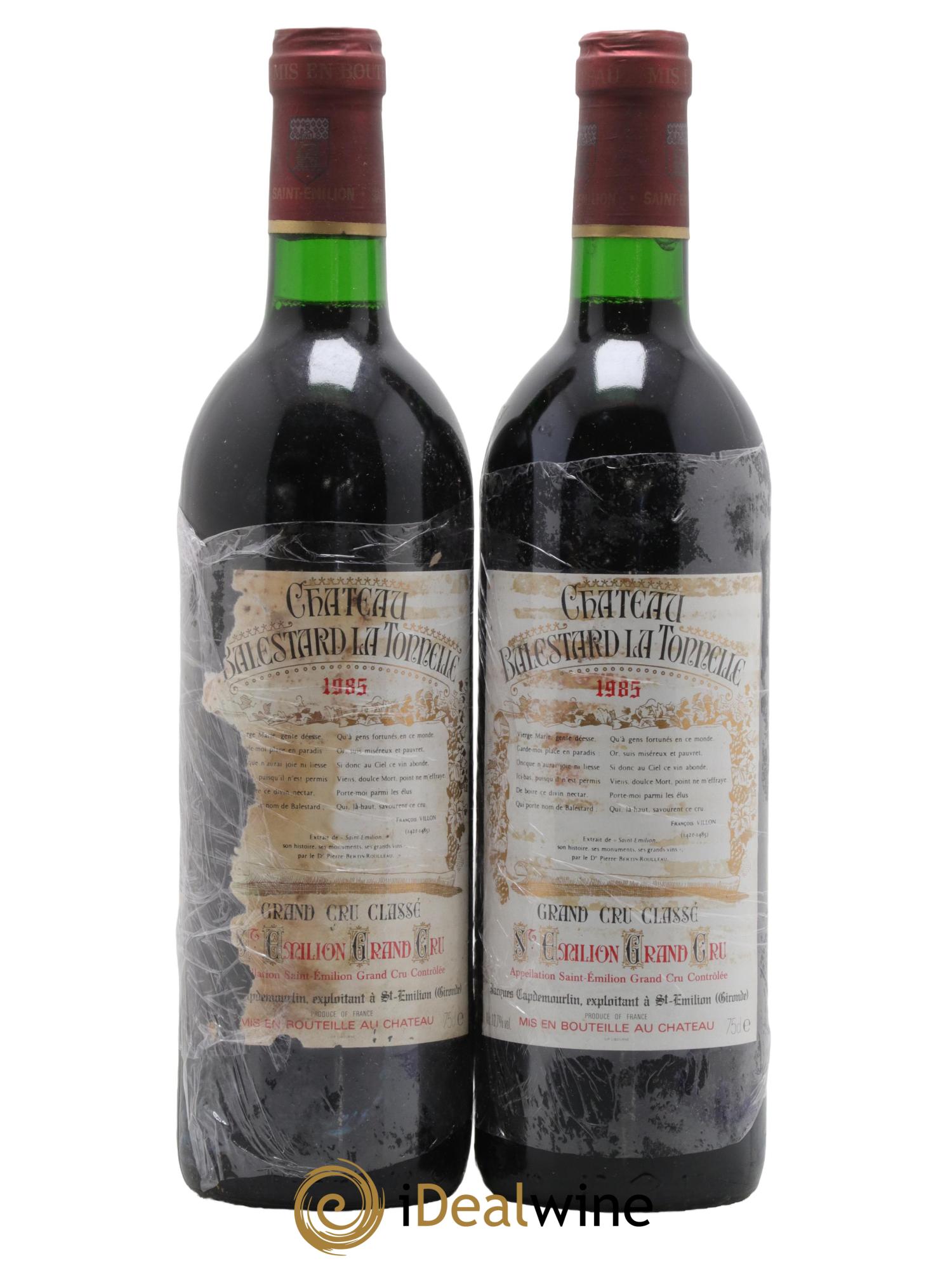 Château Balestard la Tonnelle Grand Cru Classé 1985 - Lot de 2 bouteilles - 0