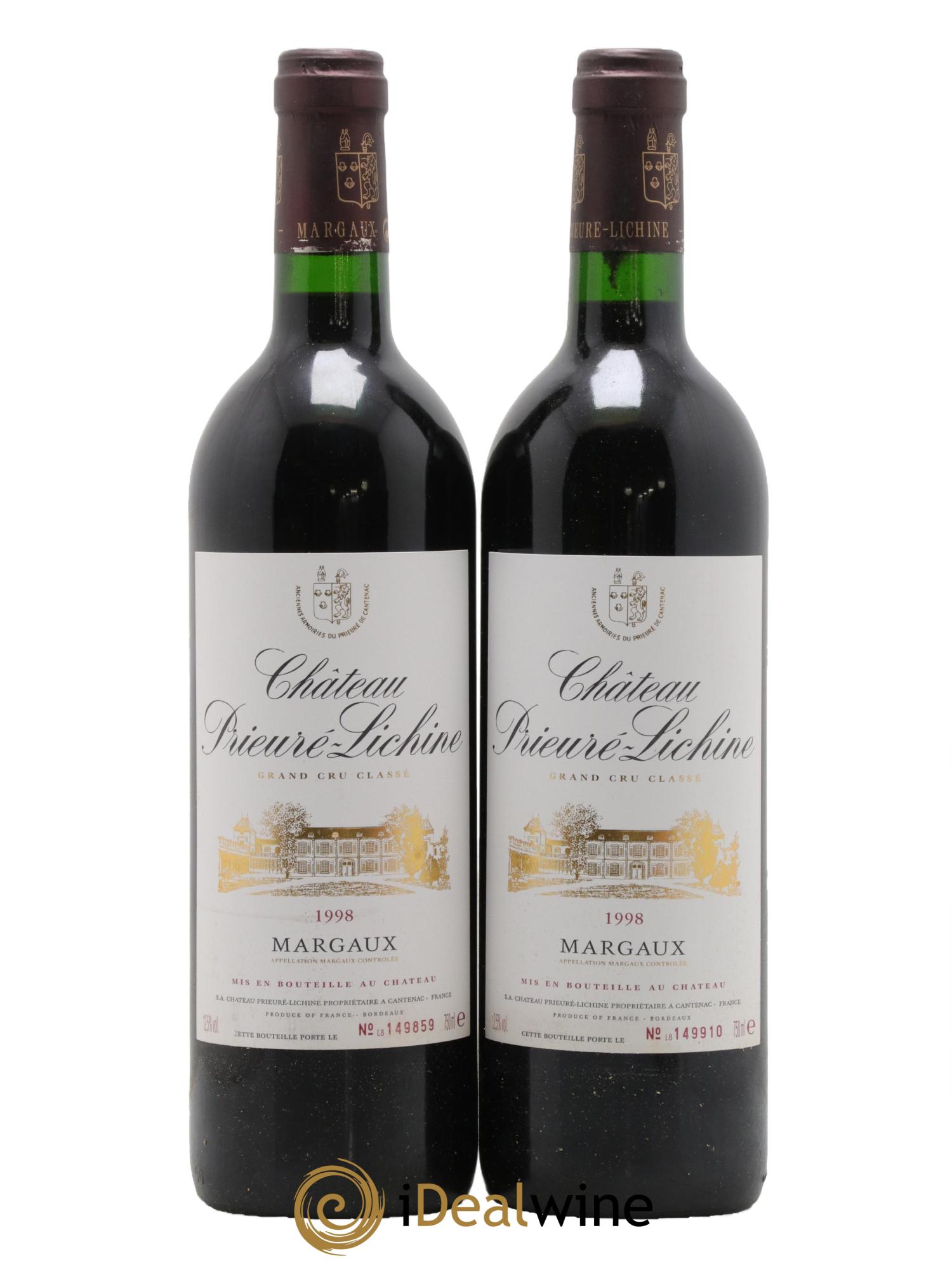 Château Prieuré Lichine 4ème Grand Cru Classé 1998 - Lot de 2 bouteilles - 0