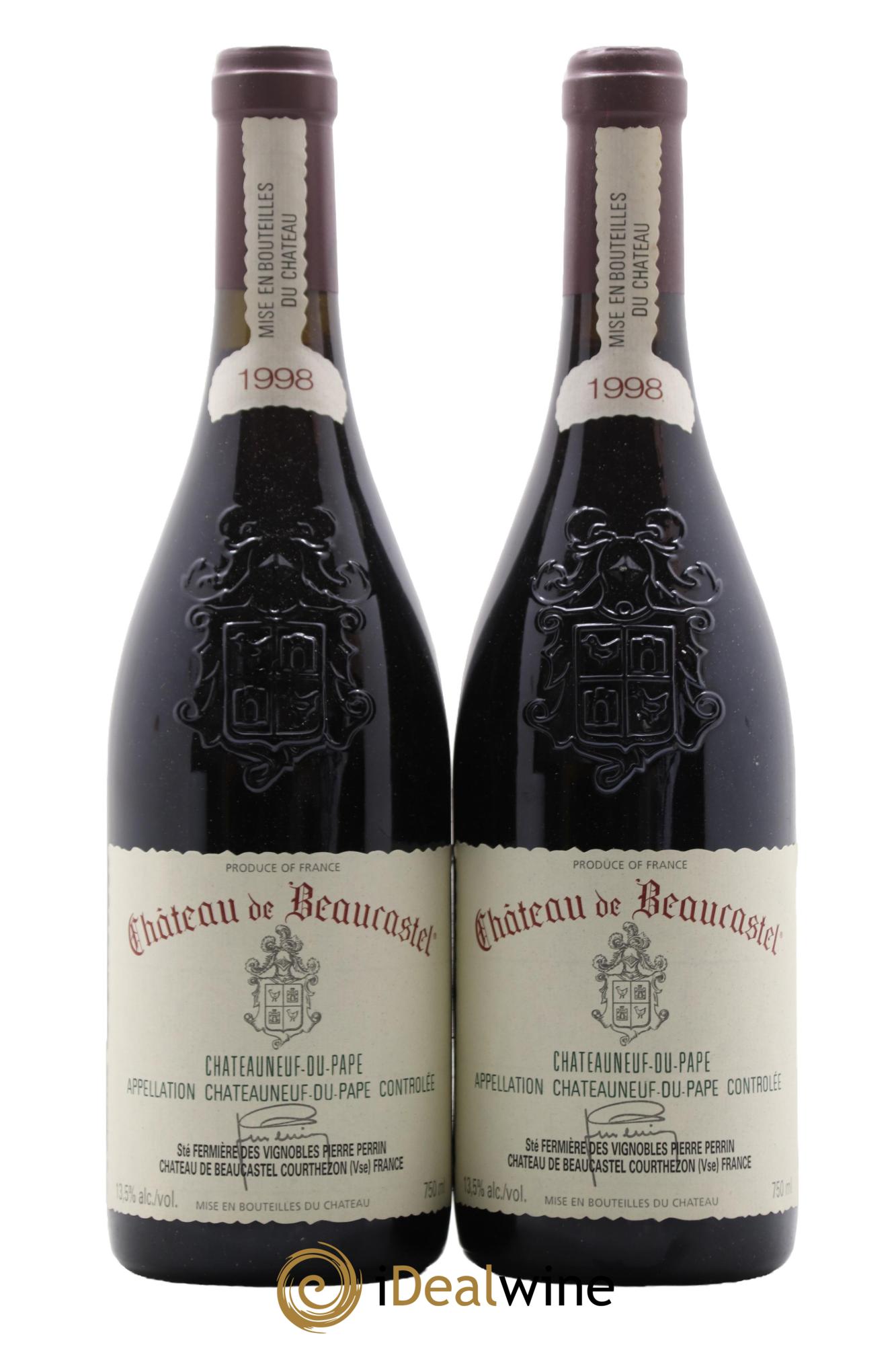 Châteauneuf-du-Pape Château de Beaucastel Famille Perrin 1998 - Lot de 2 bouteilles - 0