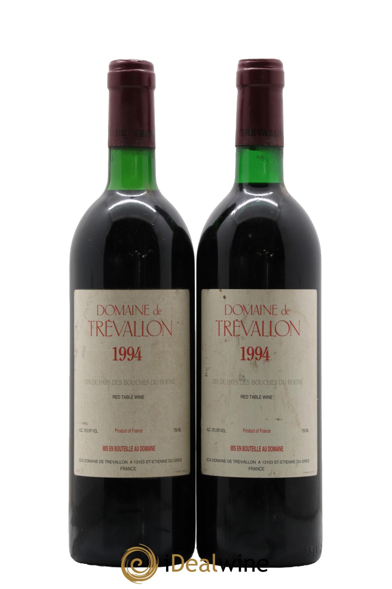 VDP Bouches du Rhône Trévallon (Domaine de) Eloi Dürrbach 1994 - Lot of 2 bottles - 0