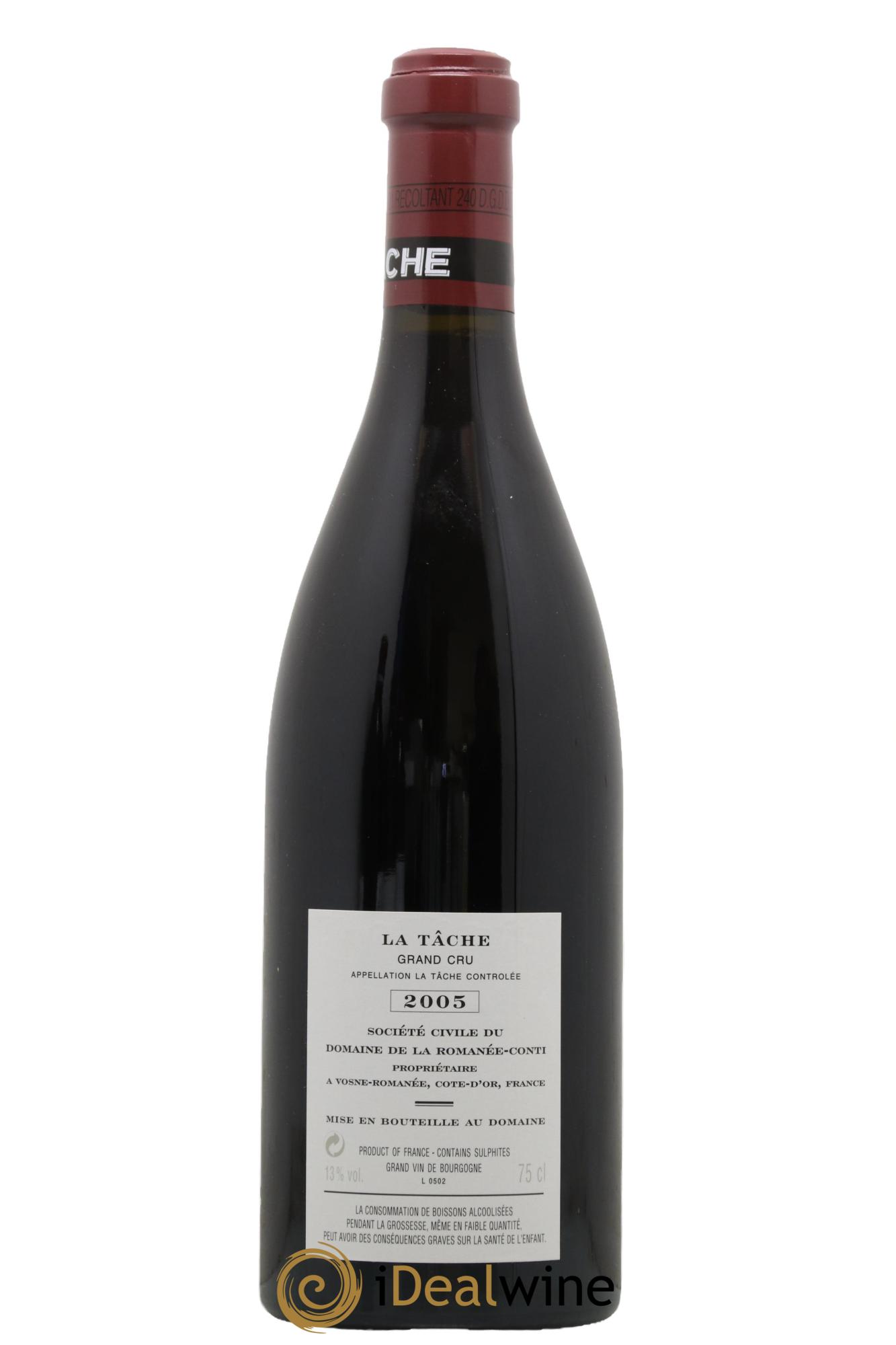 La Tâche Grand Cru Domaine de la Romanée-Conti 2005 - Lot de 1 bouteille - 1