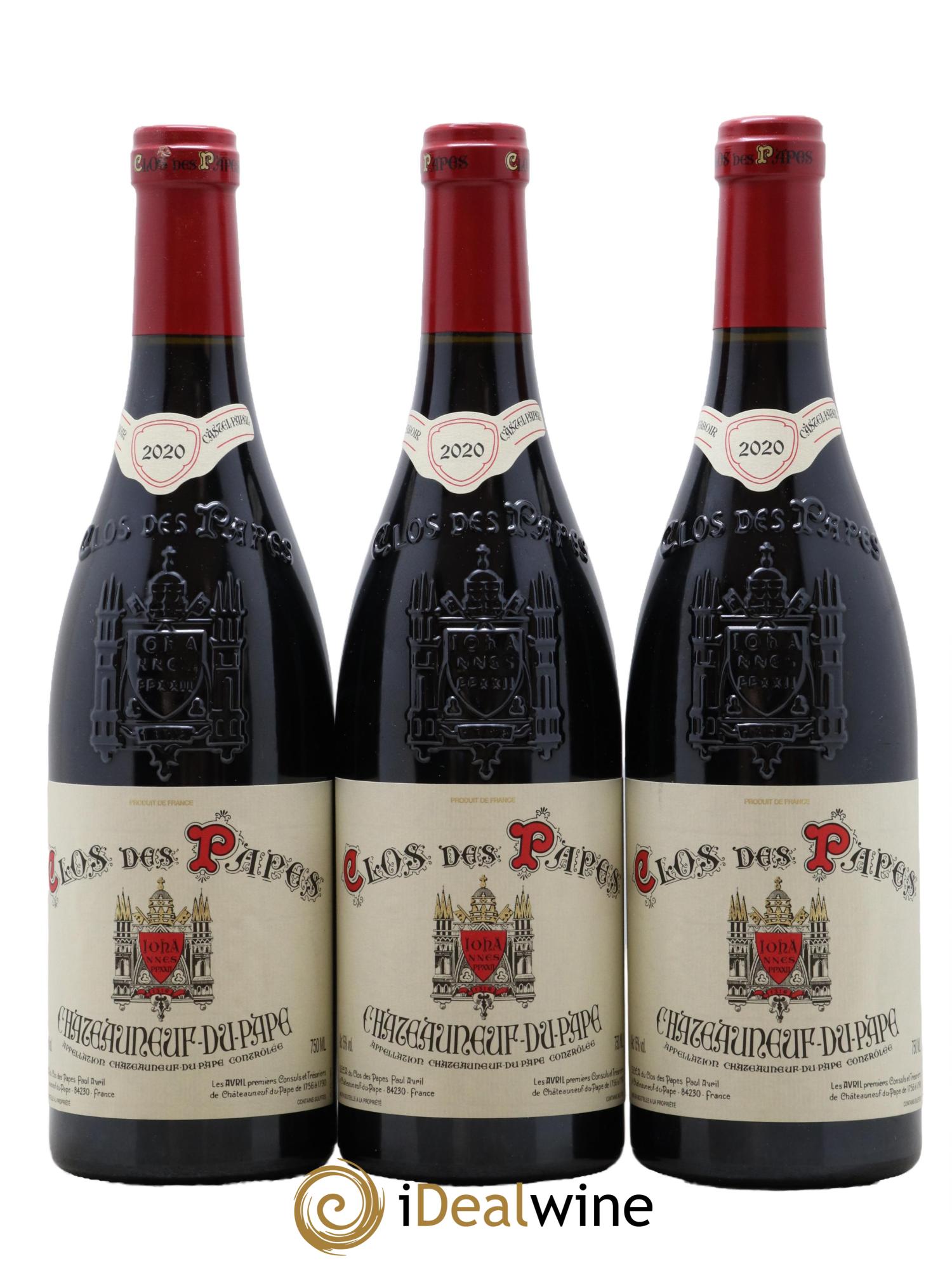 Châteauneuf-du-Pape Clos des Papes - Paul Avril 2020 - Lotto di 3 bottiglie - 0