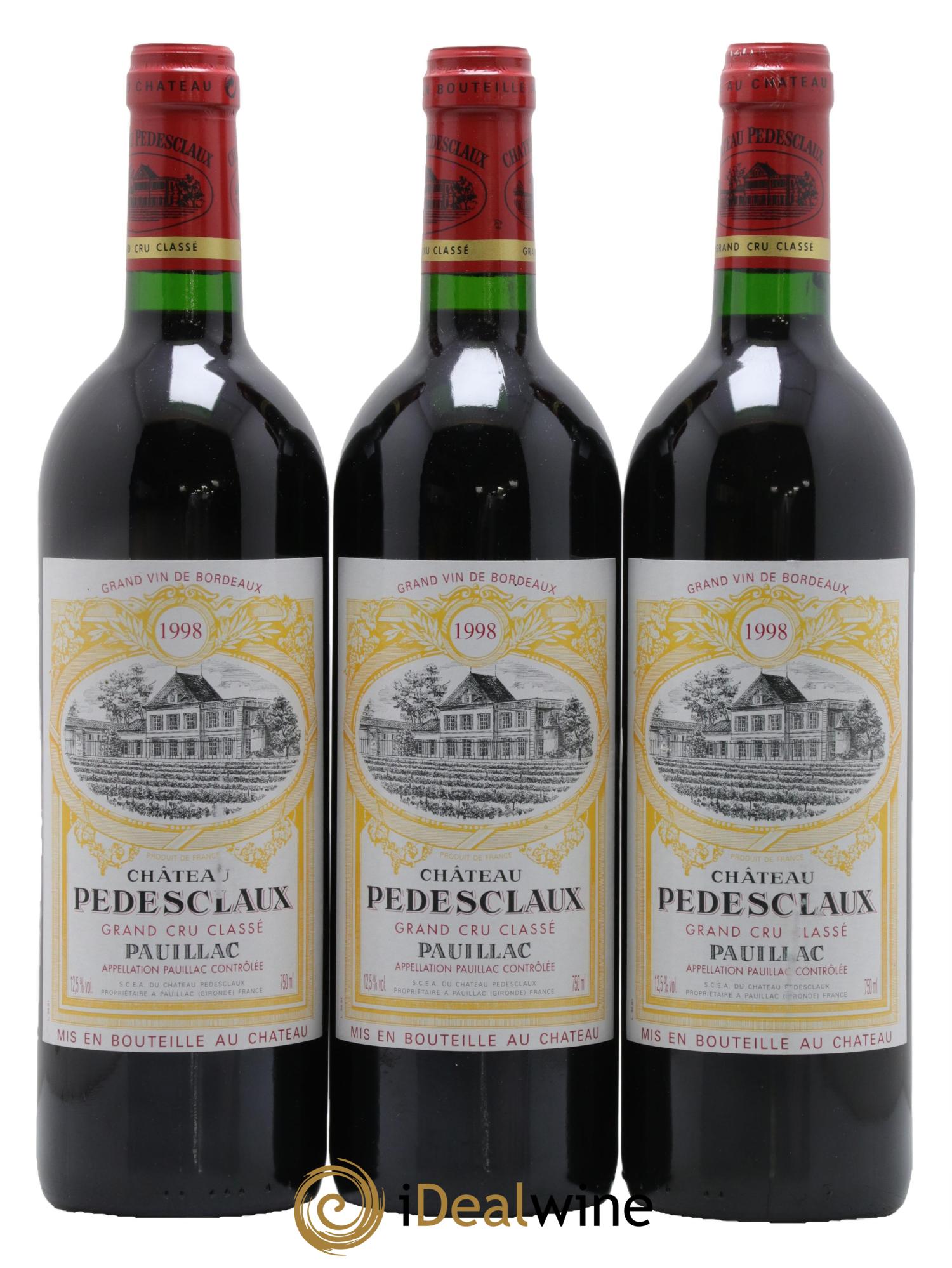 Château Pedesclaux 5ème Grand Cru Classé 1998 - Lot de 3 bouteilles - 0