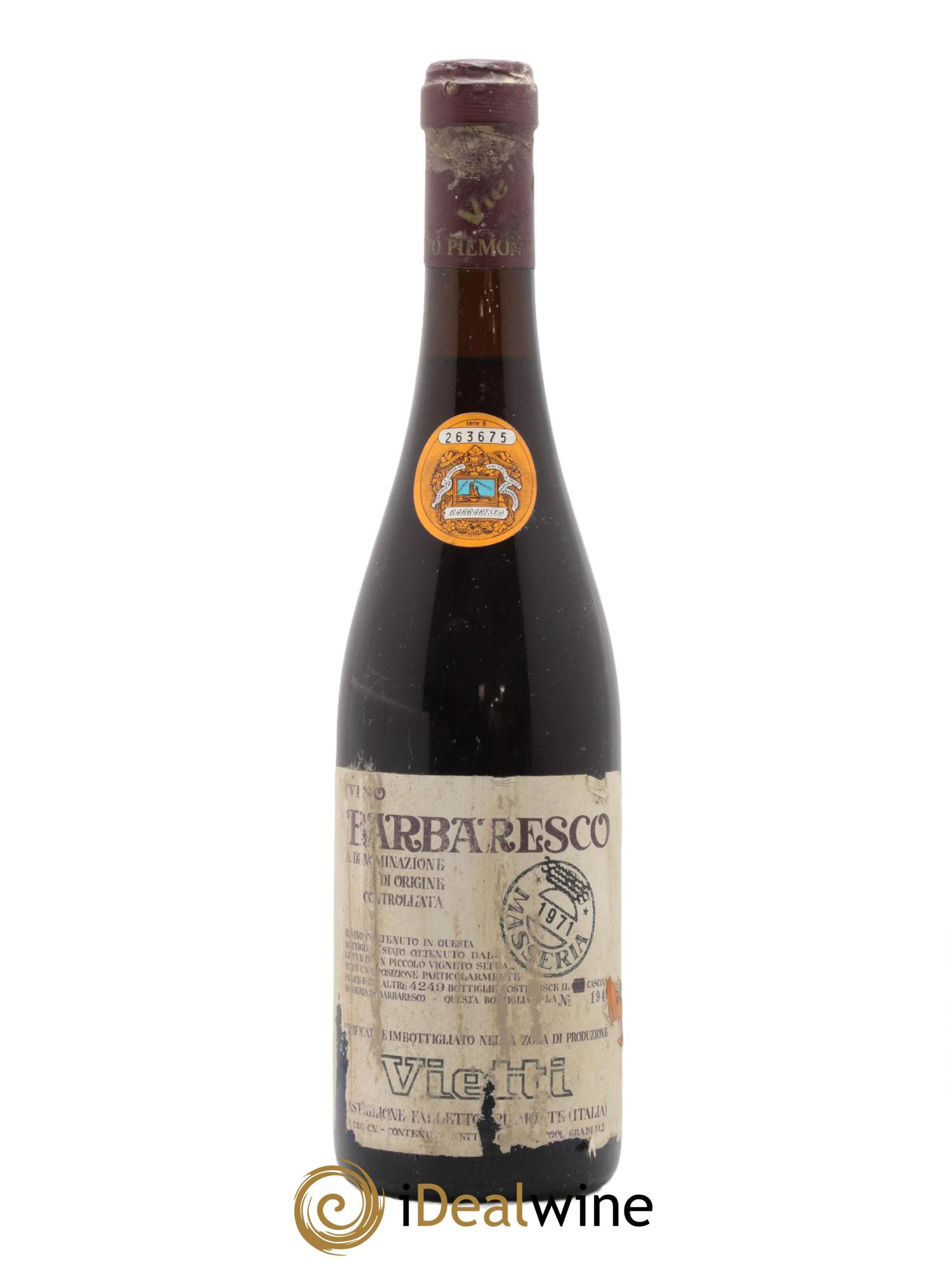 Barbaresco DOCG Masseria Vietti 1971 - Posten von 1 Flasche - 0