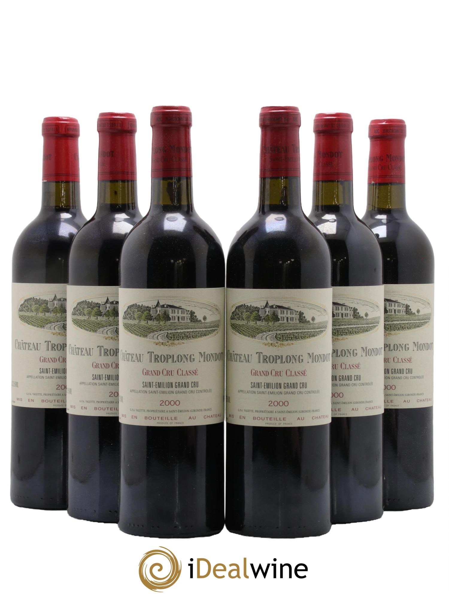 Château Troplong Mondot 1er Grand Cru Classé B 2000 - Posten von 6 Flaschen - 0