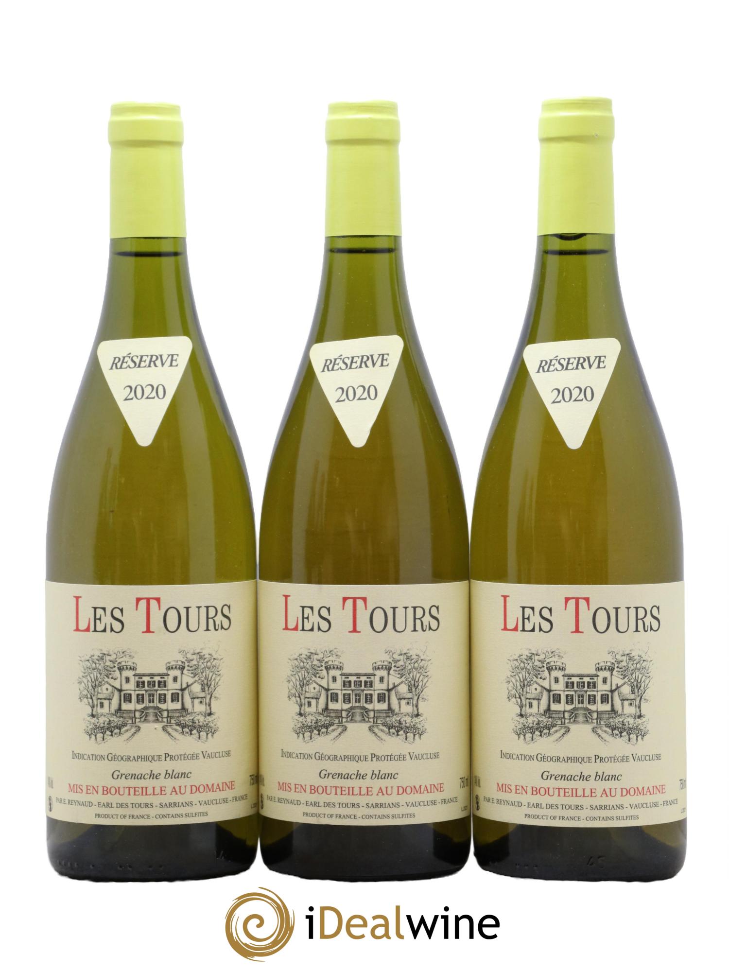 IGP Vaucluse (Vin de Pays de Vaucluse) Les Tours Grenache Blanc Emmanuel Reynaud 2020 - Lot de 3 bouteilles - 0