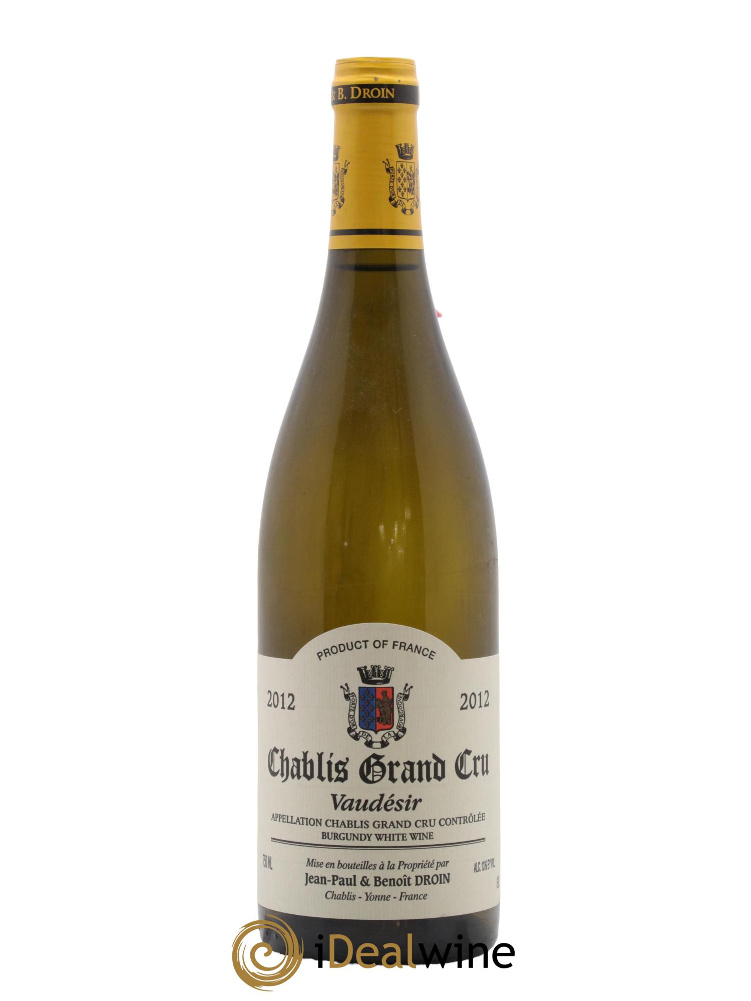 Chablis Grand Cru Vaudésir Jean-Paul & Benoît Droin (Domaine) 2012 - Lot de 1 bouteille - 0