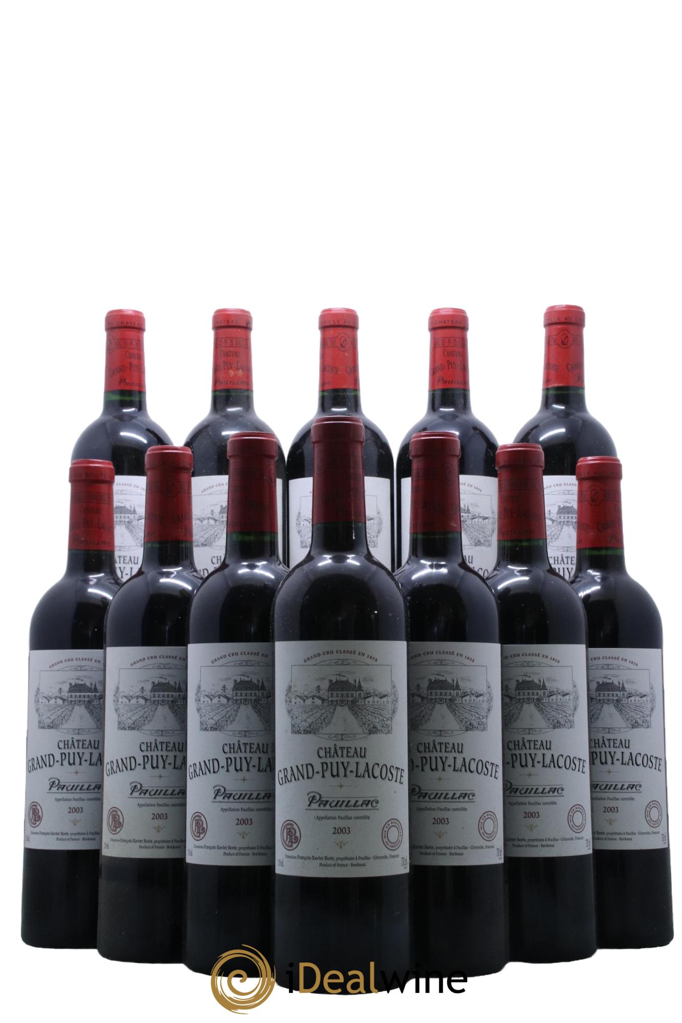 Château Grand Puy Lacoste 5ème Grand Cru Classé  2003 - Lot de 12 bouteilles - 0