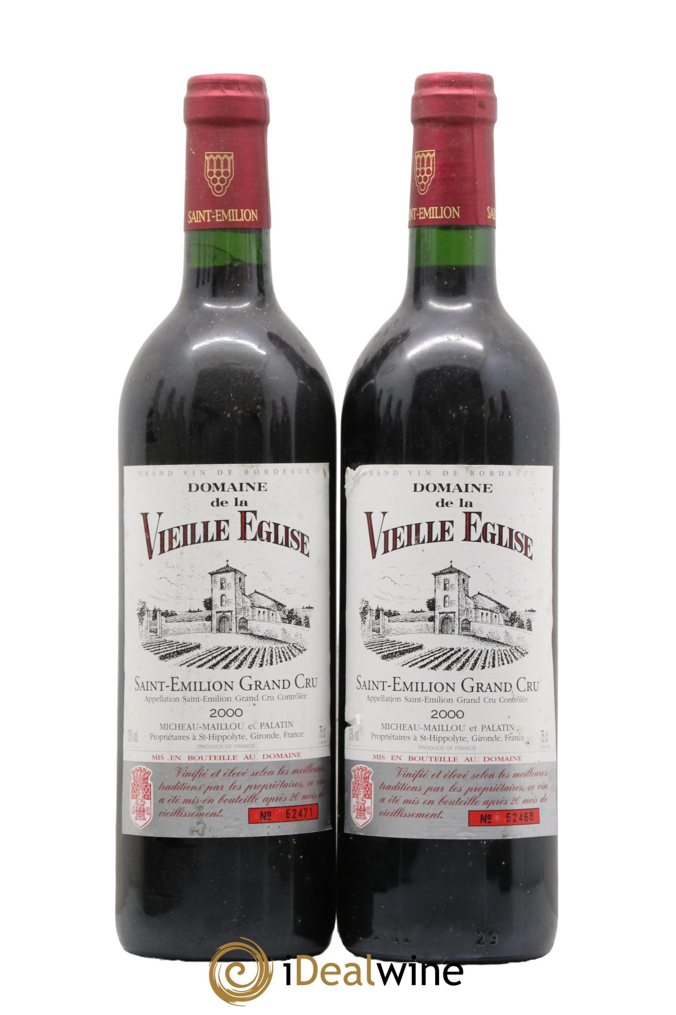 Saint-Émilion Grand Cru Domaine De La Vieille Eglise 2000 - Lot de 2 bouteilles - 0