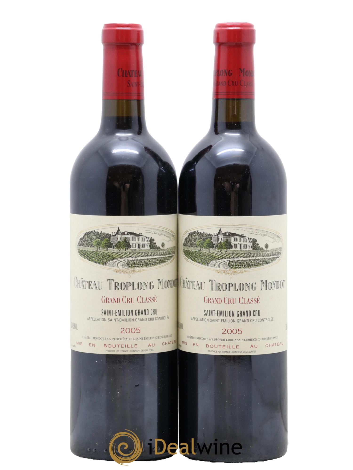 Château Troplong Mondot 1er Grand Cru Classé B  2005 - Lotto di 2 bottiglie - 0