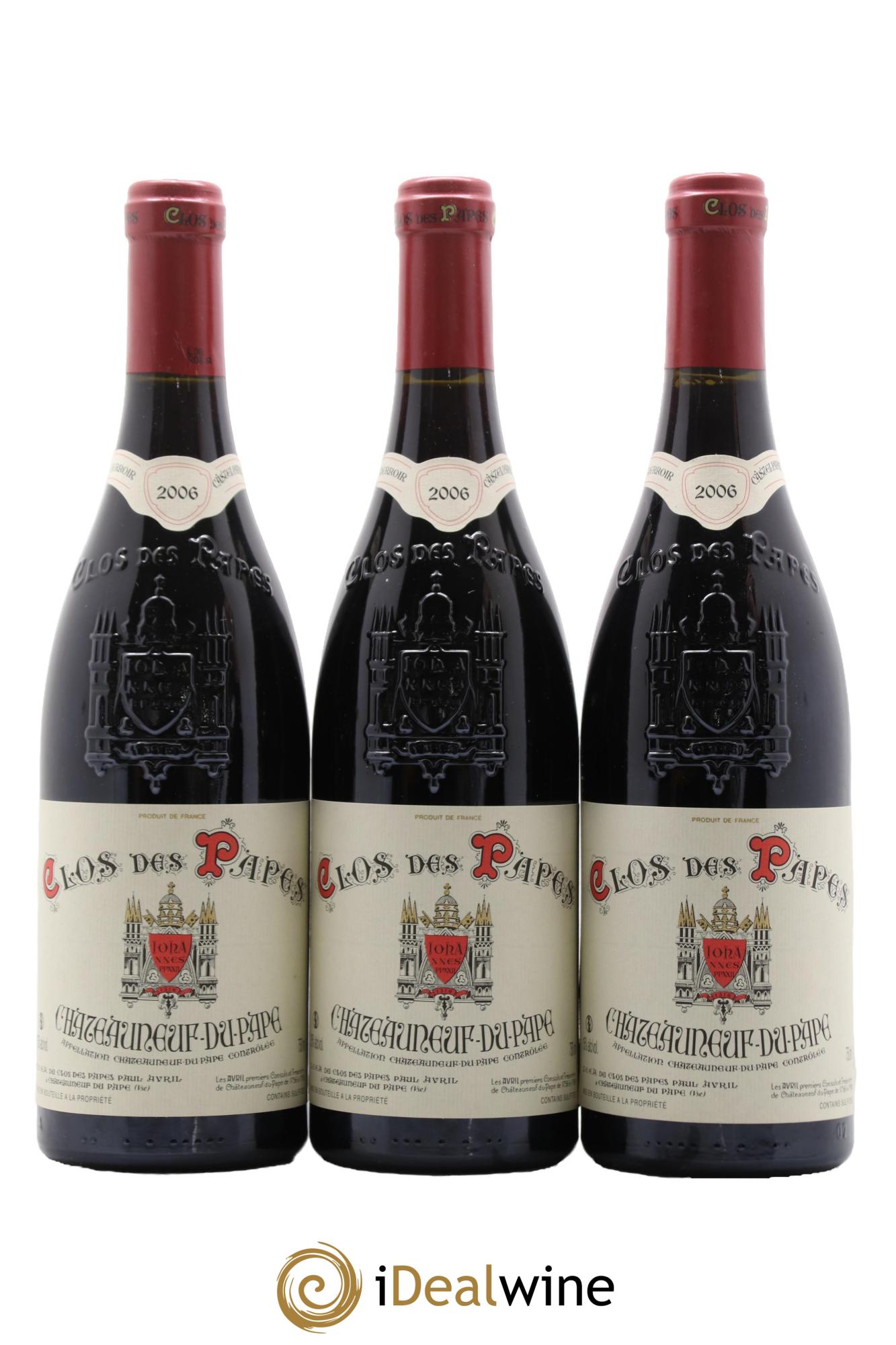 Châteauneuf-du-Pape Clos des Papes - Paul Avril 2006 - Lot de 3 bouteilles - 0