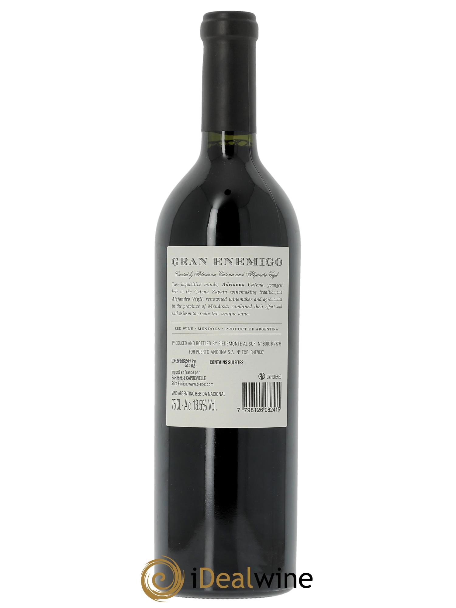 Mendoza Gran Enemigo El Enemigo (OWC if 6 bts) 2020 - Lot of 1 bottle - 1