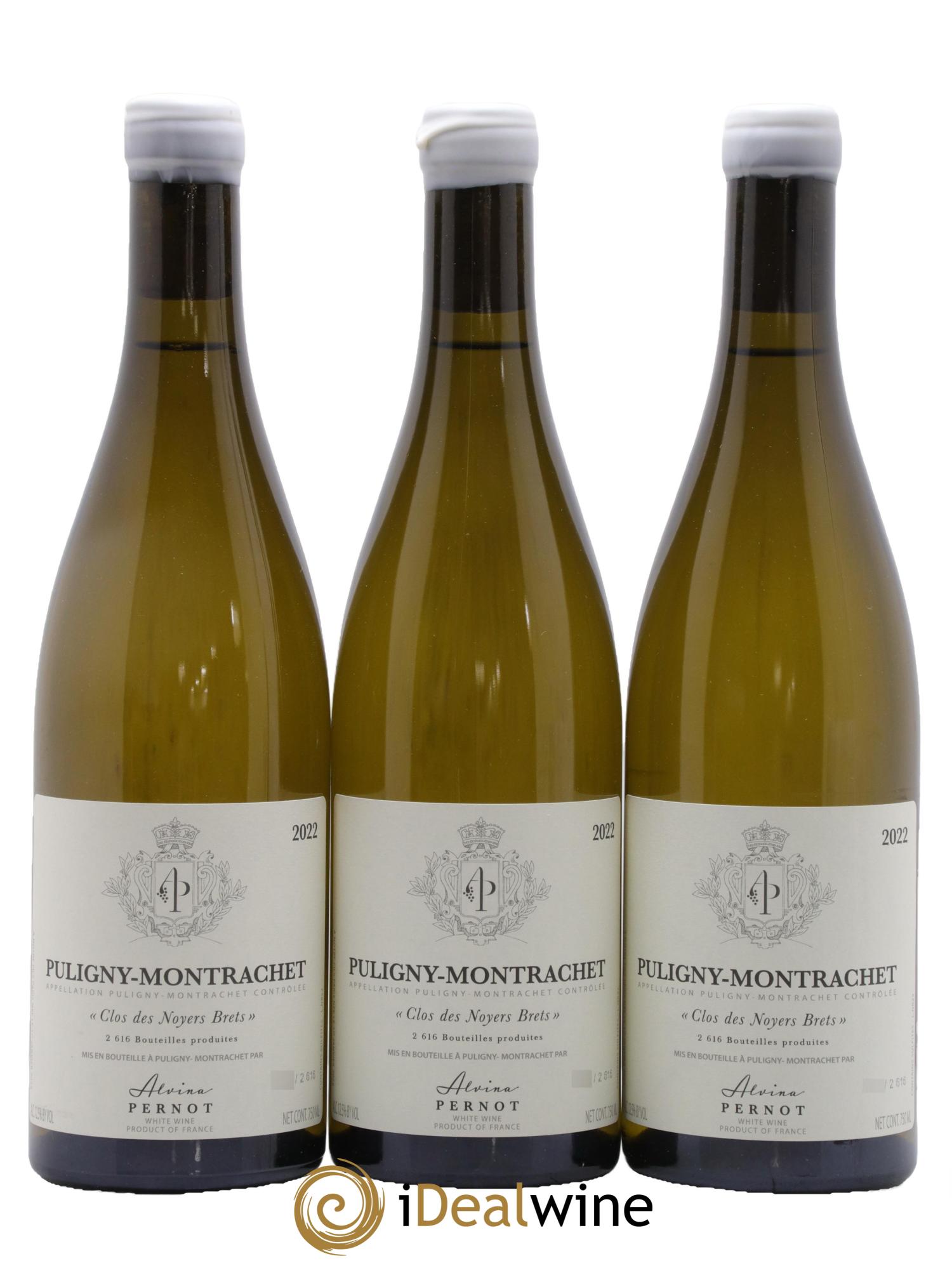 Puligny-Montrachet Clos Des Noyers Brets Pernot Alvina 2022 - Lotto di 3 bottiglie - 0