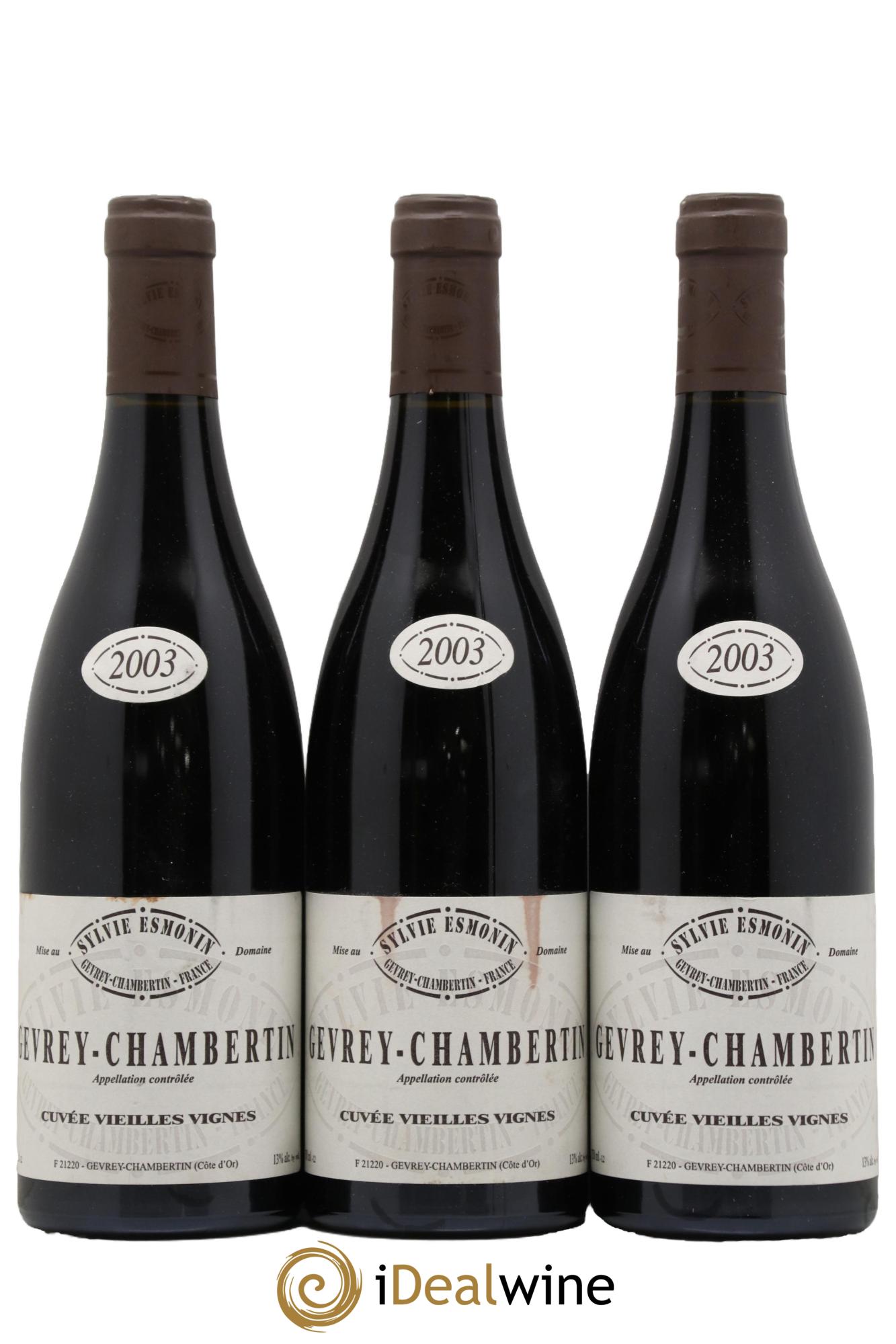 Gevrey-Chambertin Vieilles Vignes Sylvie Esmonin 2003 - Lot of 3 bottles - 0