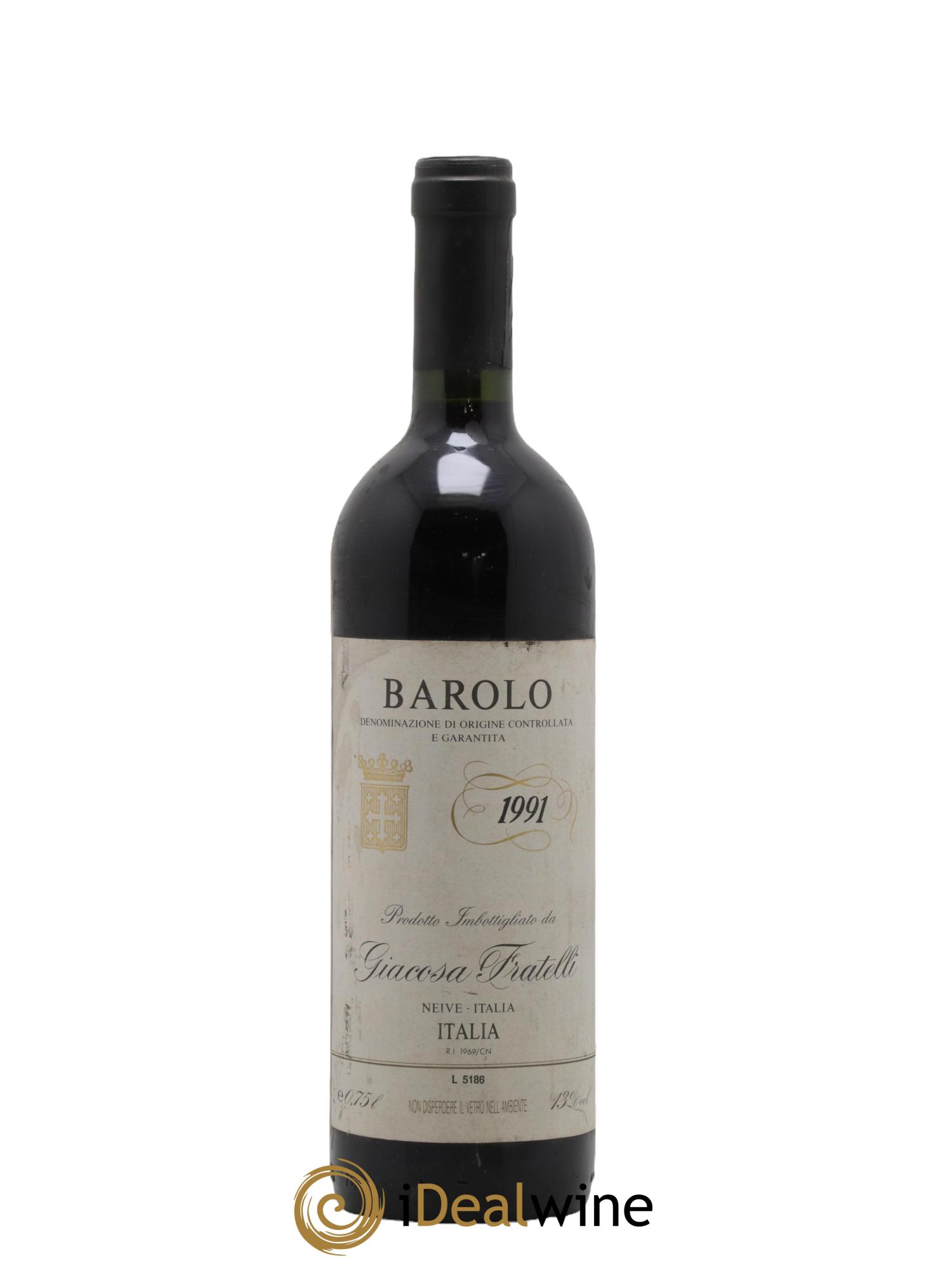 Barolo DOCG Giacosa Fratelli 1991 - Posten von 1 Flasche - 0