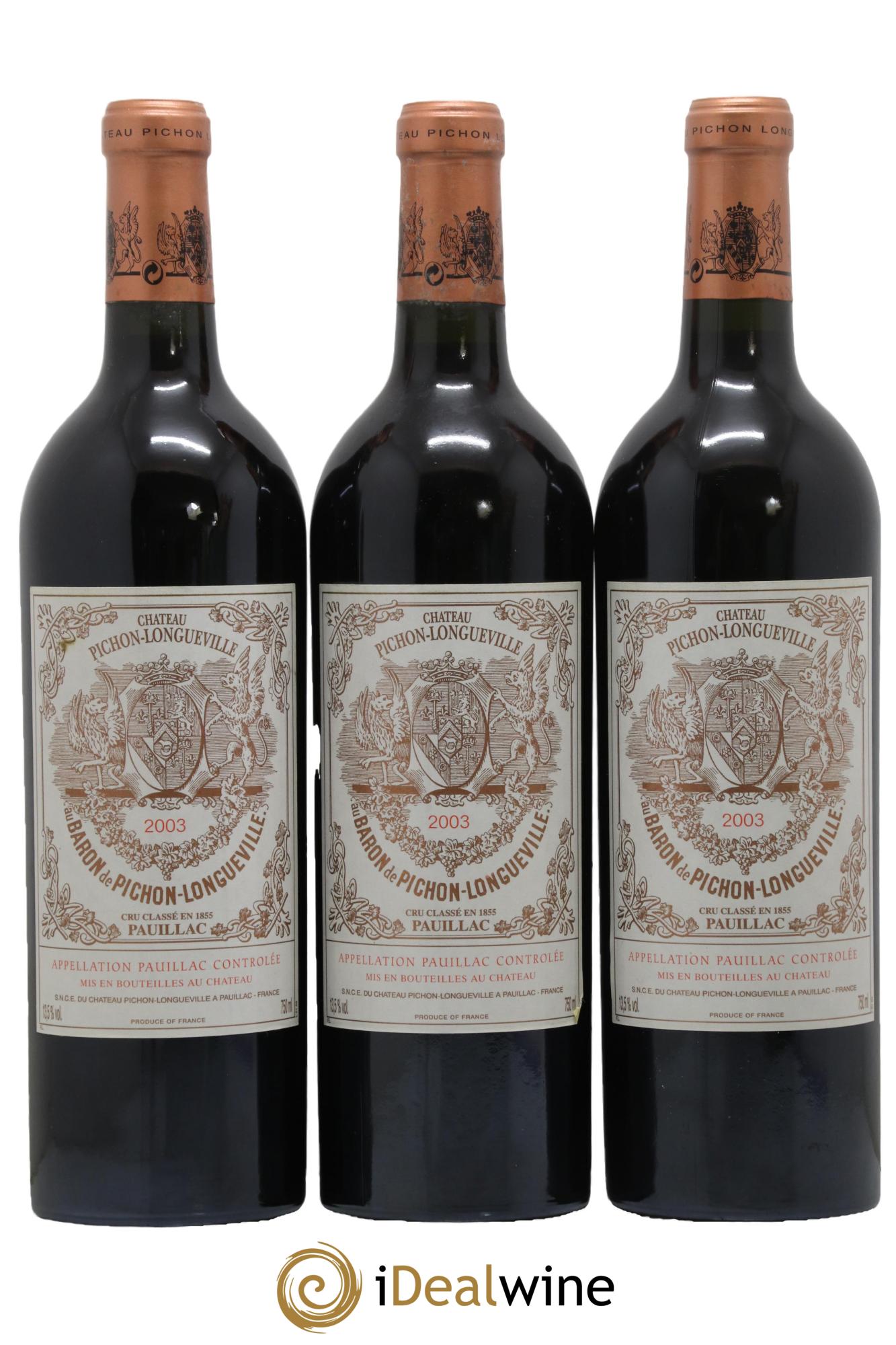 Pichon Longueville Baron 2ème Grand Cru Classé 2003 - Lotto di 3 bottiglie - 0