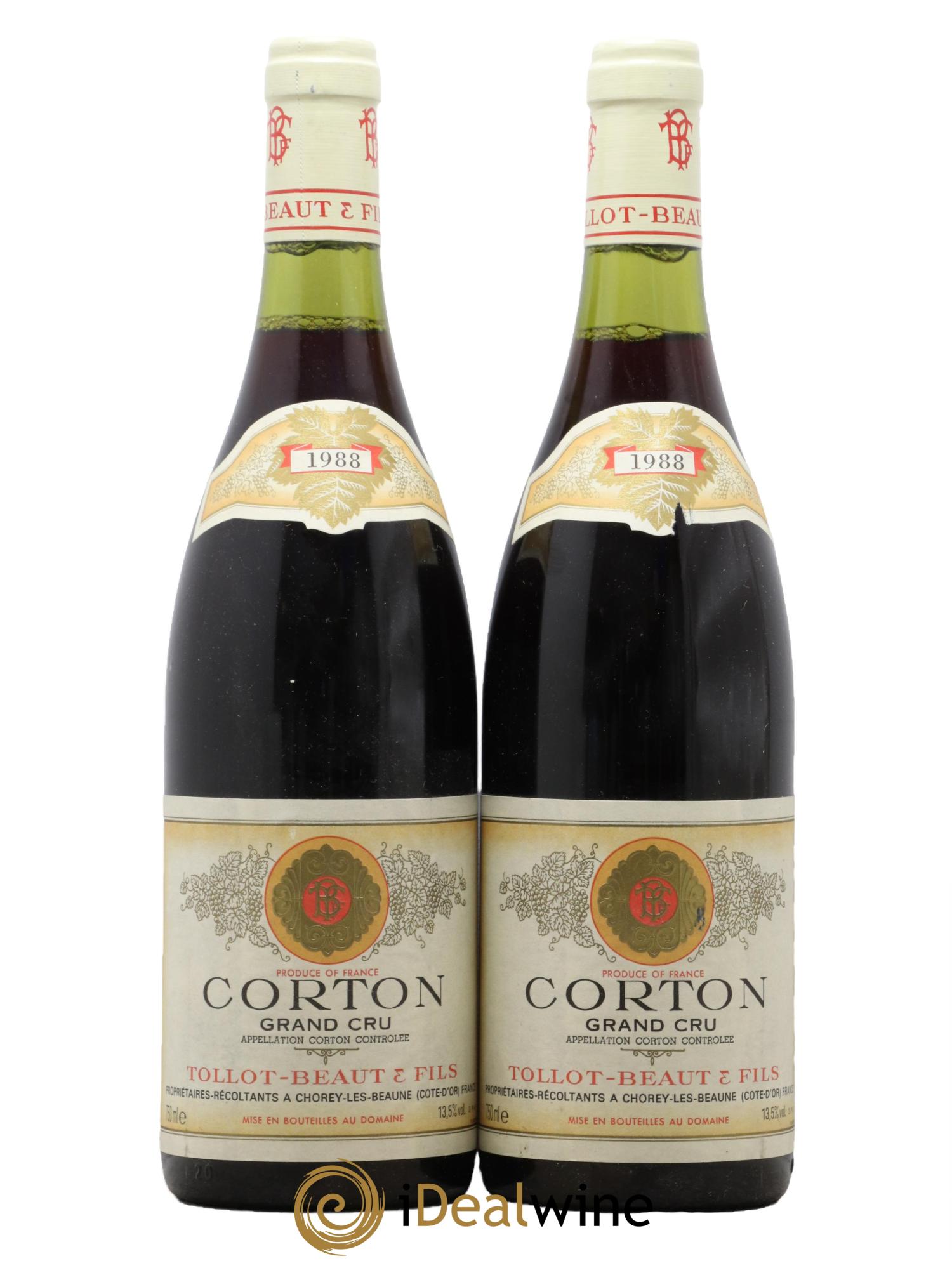 Corton Grand Cru Tollot Beaut (Domaine) 1988 - Lotto di 2 bottiglie - 0