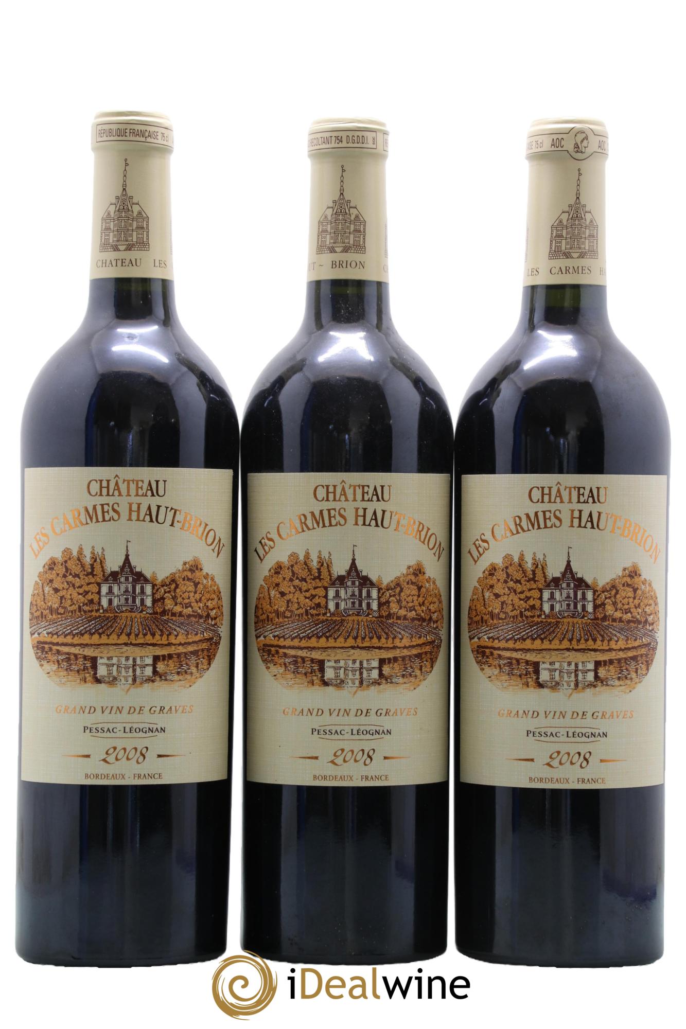 Château Les Carmes Haut-Brion 2008 - Lotto di 3 bottiglie - 0