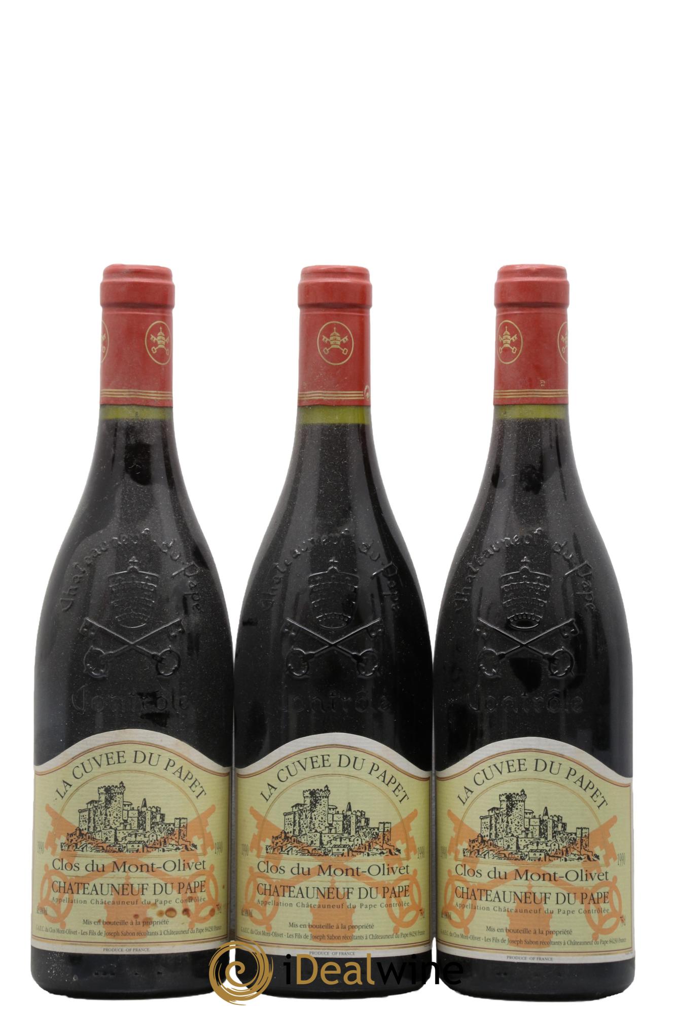 Châteauneuf-du-Pape Cuvée du Papet Clos du Mont-Olivet  1990 - Posten von 3 Flaschen - 0