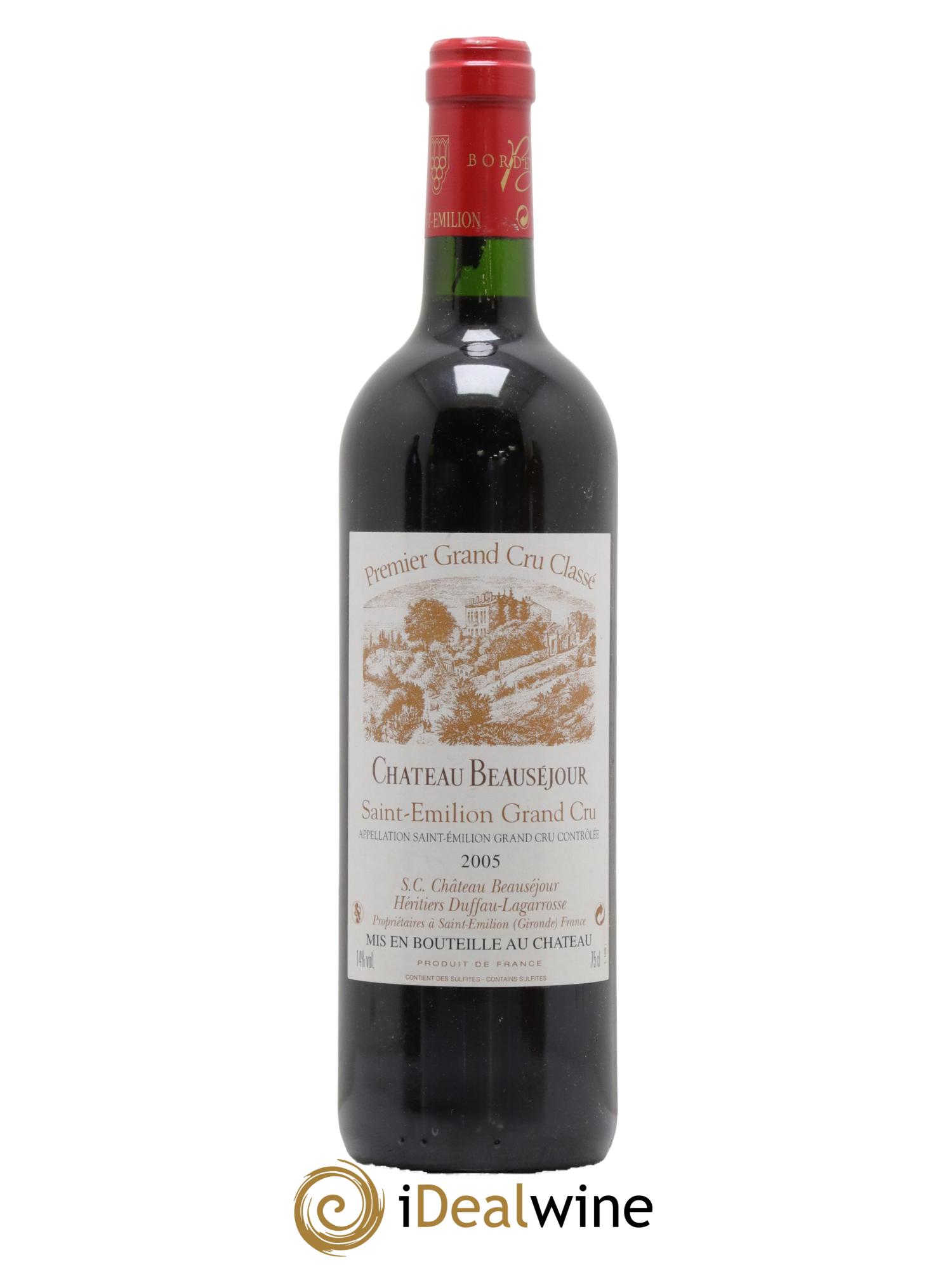 Château Beauséjour (Duffau-Lagarrosse) 1er Grand Cru Classé B  2005 - Posten von 1 Flasche - 0