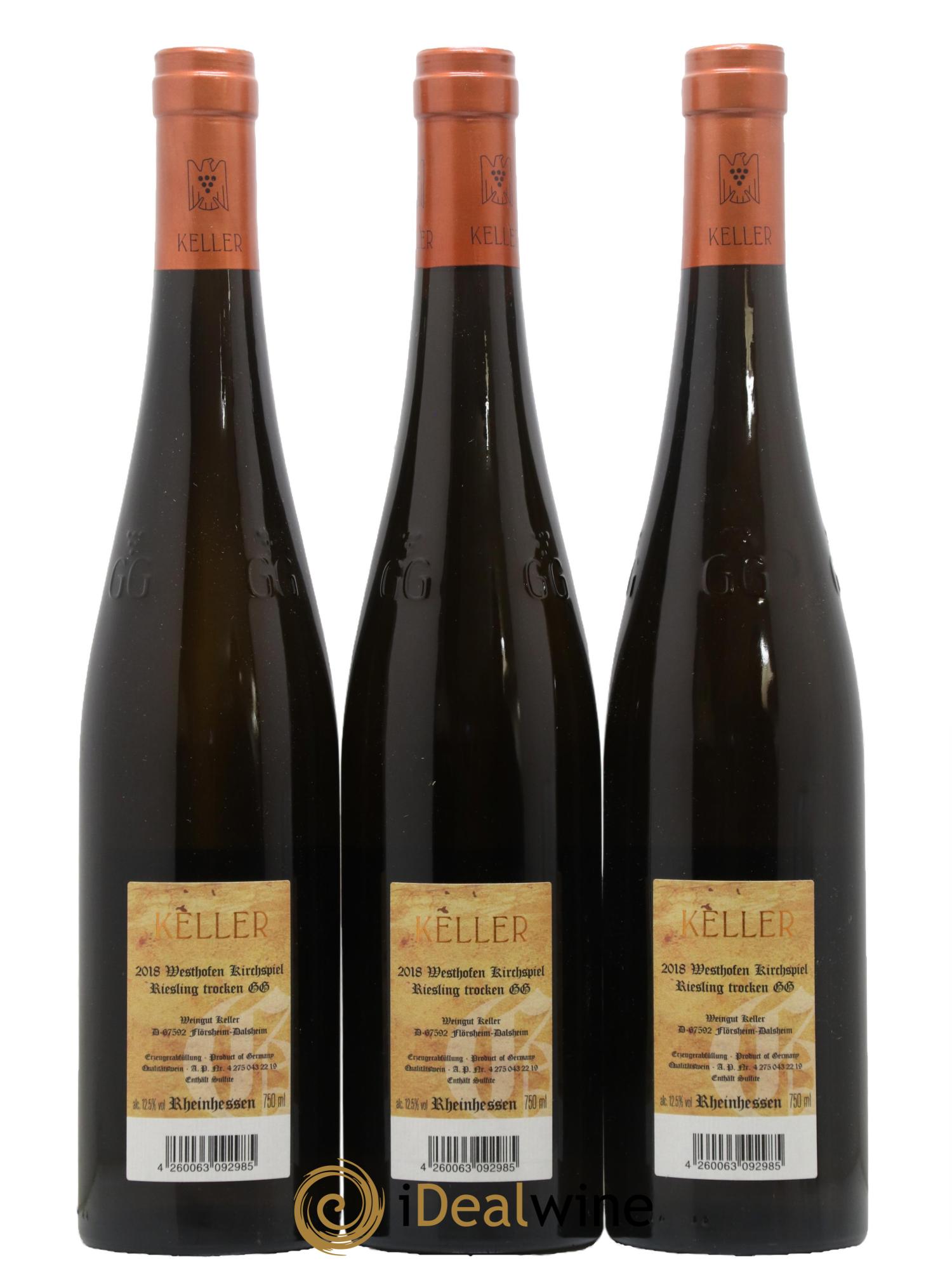 Riesling Trocken Westhofen Kirchspiel Keller 2018 - Lot de 3 bouteilles - 1